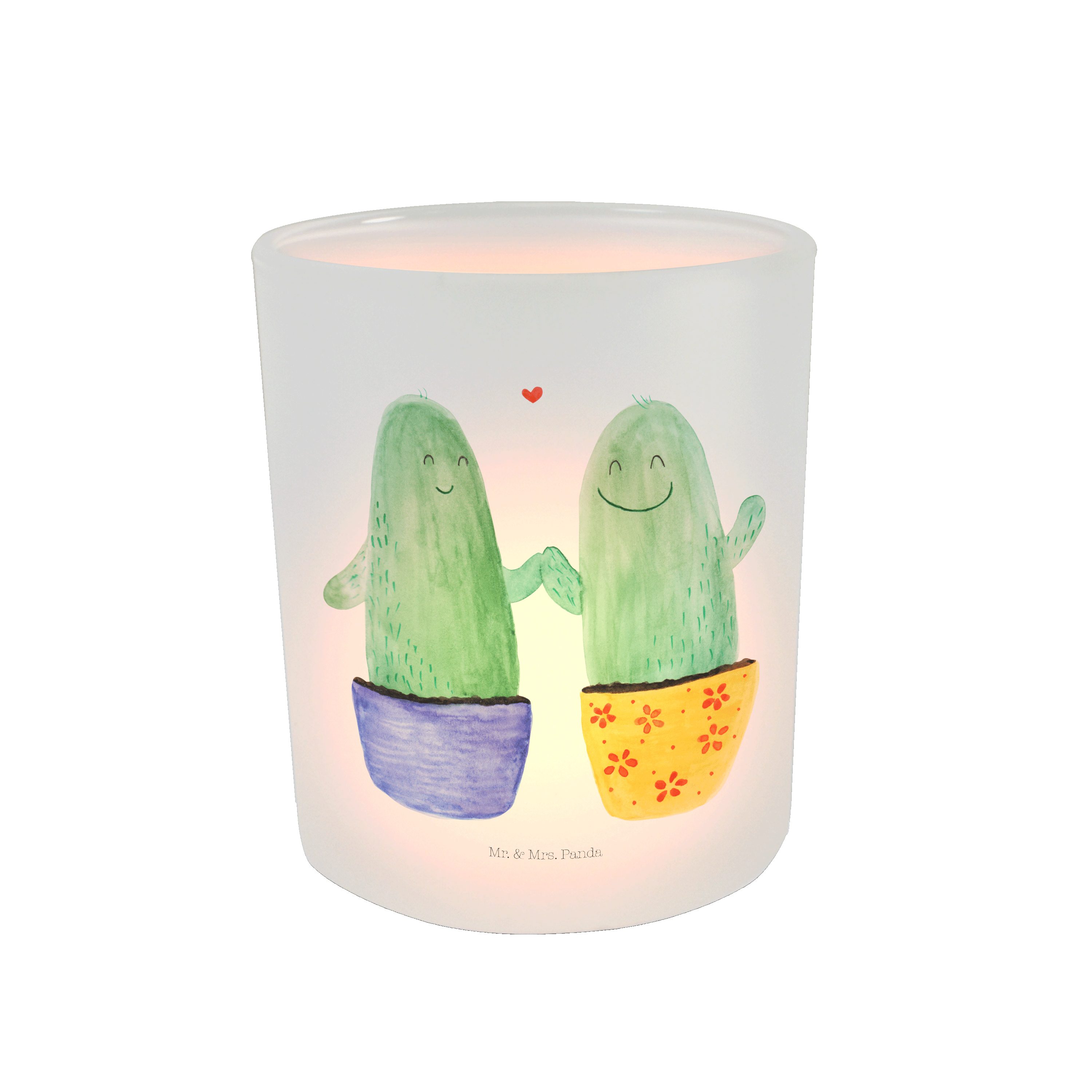 Mr. & Mrs. Panda Windlicht Kaktus Liebe - Transparent - Geschenk, Liebesbeweis, Kakteen, Trennun (1 St)