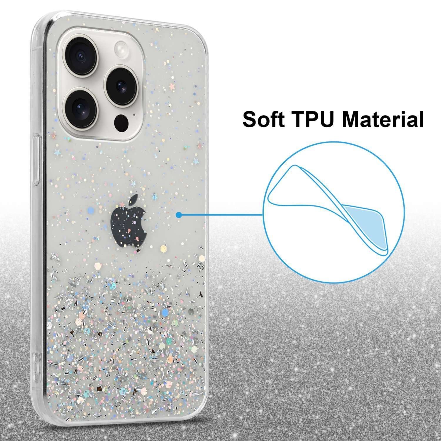 Cadorabo Handyhülle für iPhone 15 PRO MAX Hülle Apple iPhone 15 PRO MAX, Flexible TPU Silikon Handy Schutzhülle - Hülle - mit Glitzer