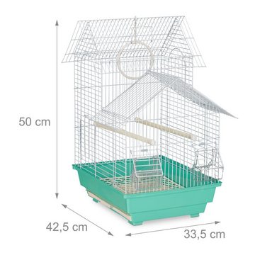 relaxdays Vogelkäfig Vogelkäfig mit Spitzdach, Grün