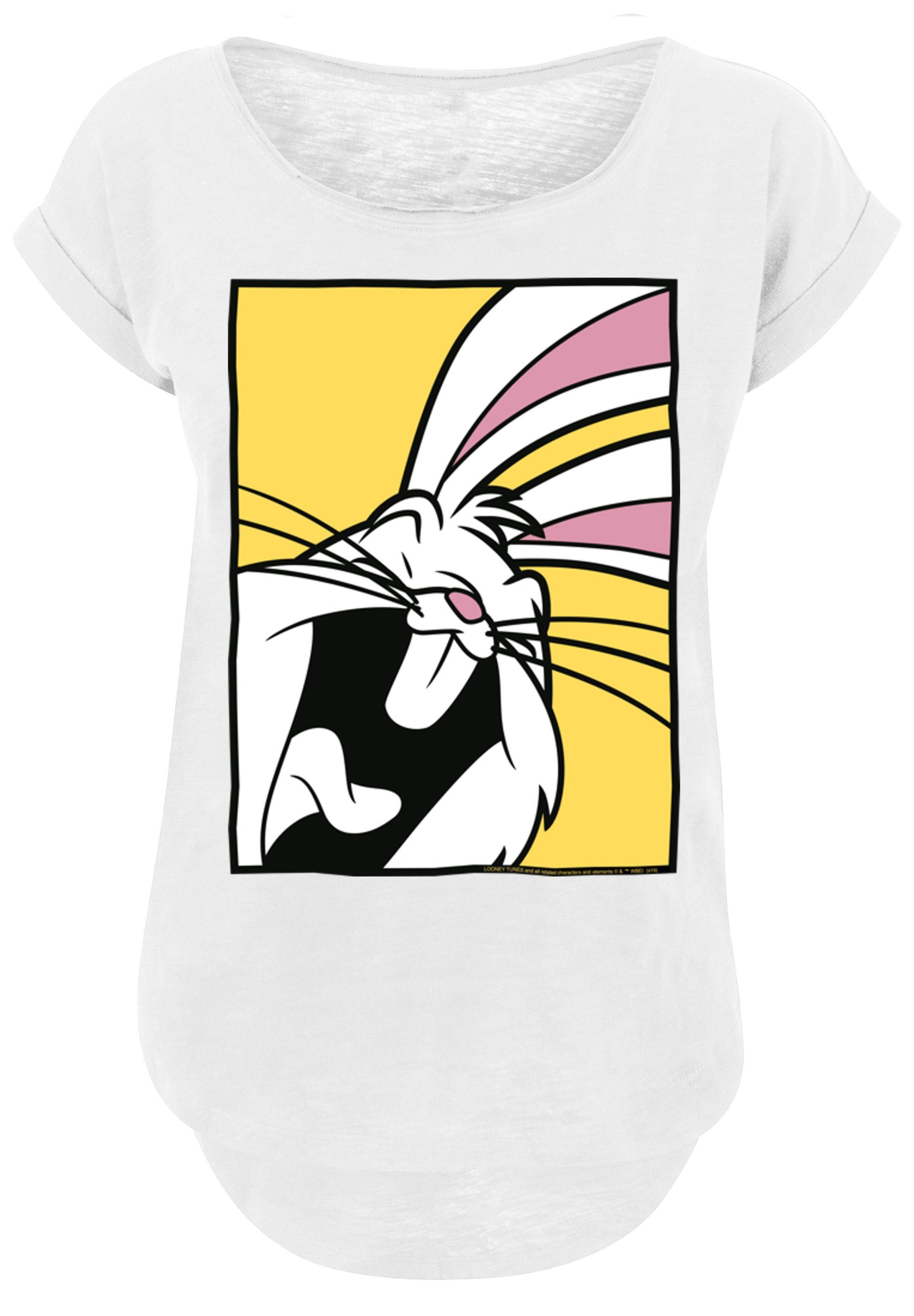 F4NT4STIC Kurzarmshirt Damen Looney Tunes Bugs Bunny Laughing with Ladies  Long Slub Tee (1-tlg)