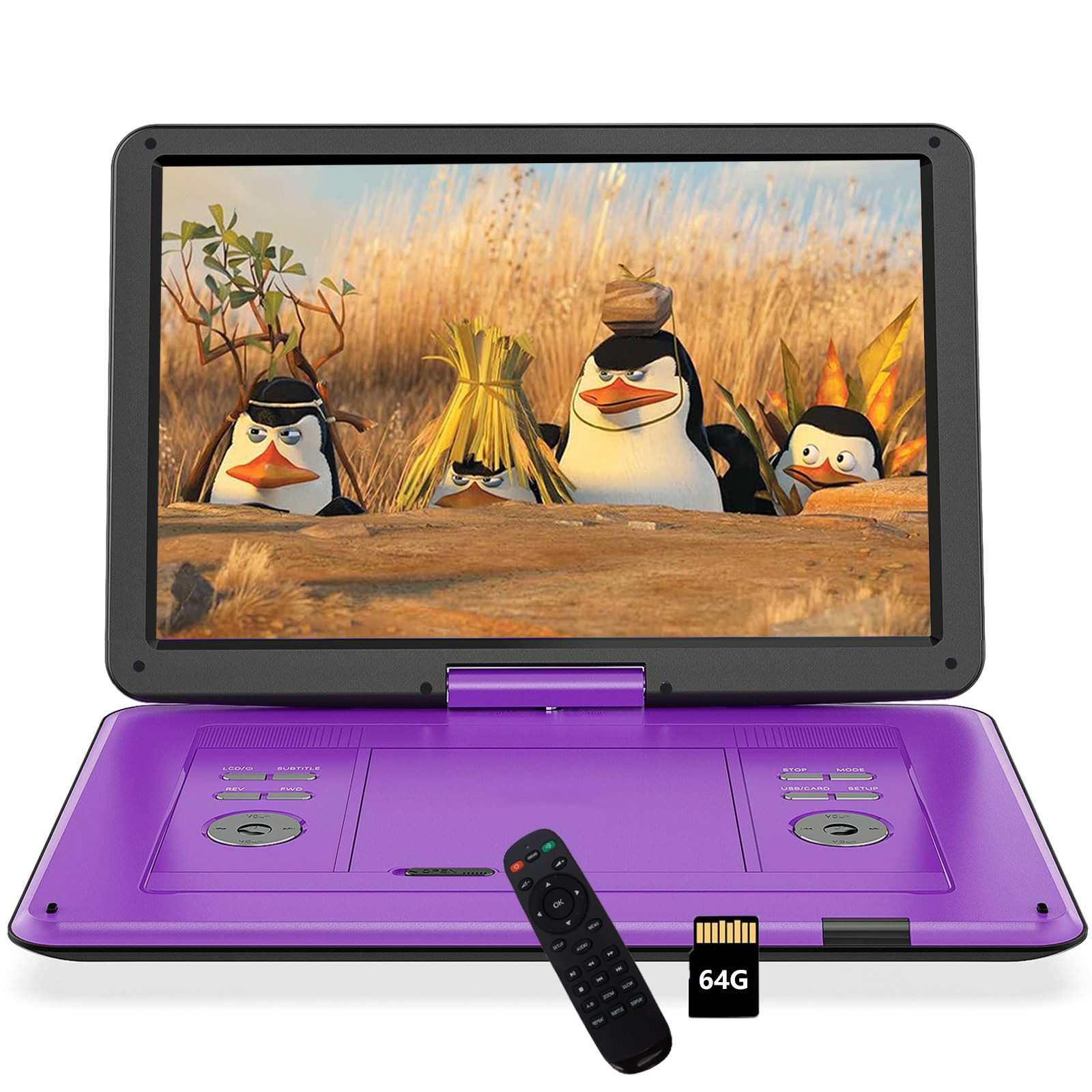 Avylet 17,5" Портативный dvd-плеер mit 15,6" großem HD-Display mit 32G Karte Portabler DVD проигрыватели (Unterstützt USB/TF-Karte/Sync-TV/Projektor-Bildschirm)