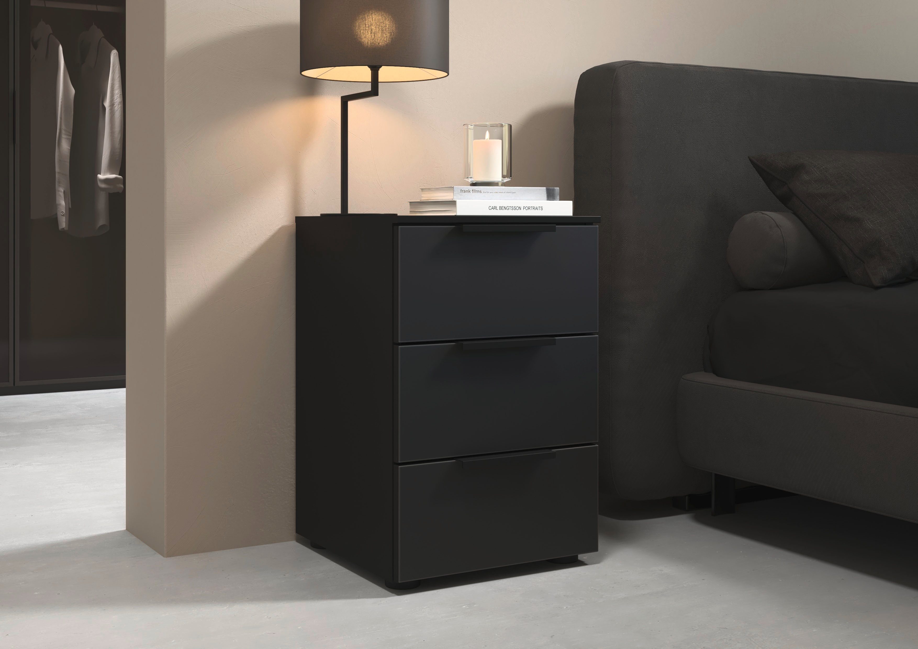 LeGer Home by Lena Gercke Nachtkommode Nachttisch Nachtschrank Nachtkonsole SERINA eleganter Eyecatcher (inkl. SOFT-CLOSE-FUNKTION), mit 3 Schubkästen sowie hochwertigen Metallgriffen MADE IN GERMANY