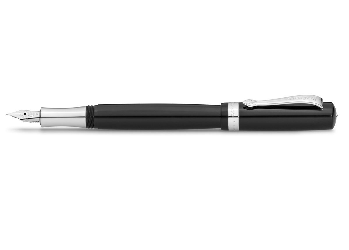 Kaweco Kaweco STUDENT Füllhalter Black, Federbreite M Tintenglas (Füllhalter mit Tintenpatrone, MADE IN GERMANY)