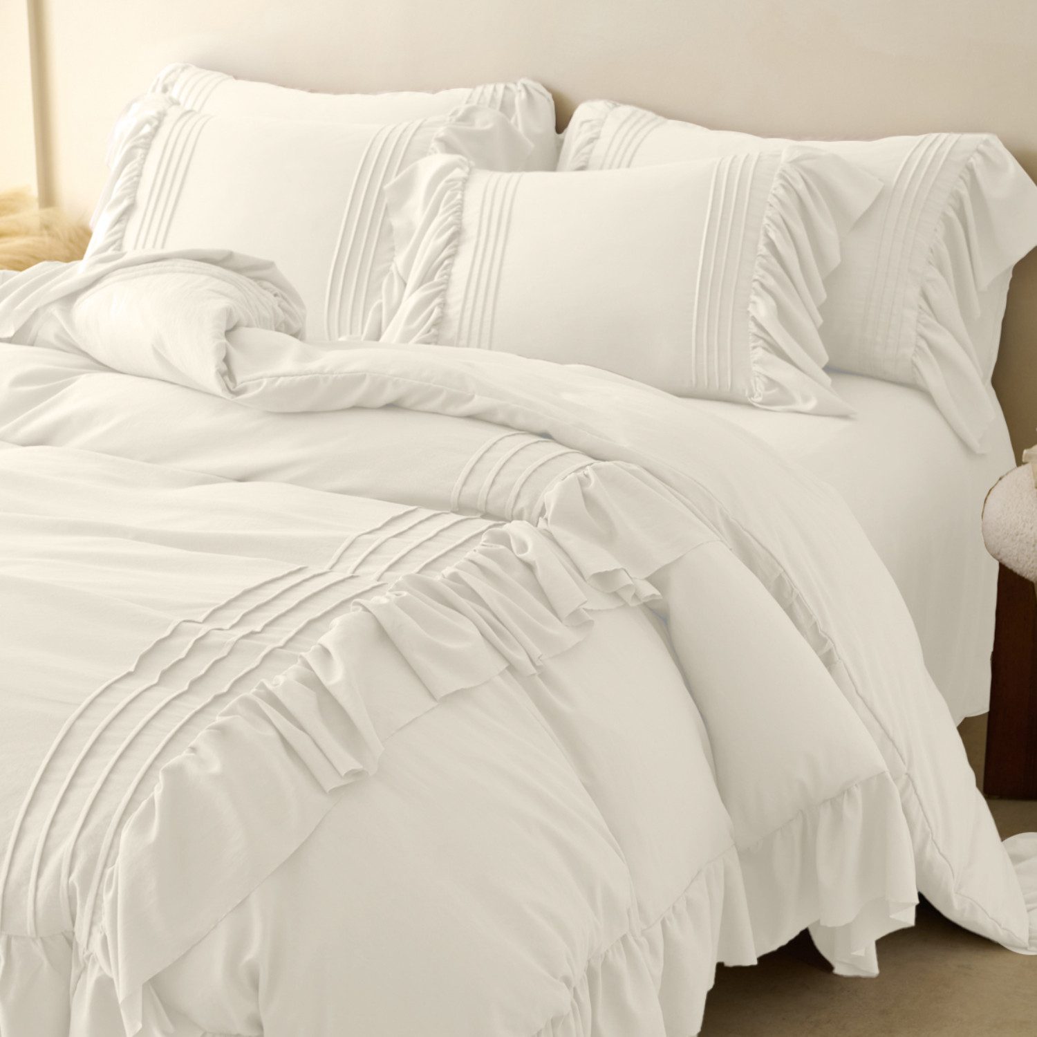 BYSURE Bettwäsche, 2 teilig, Romantisches Rüschen-Steppset 2-teilig, 3-teil günstig online kaufen