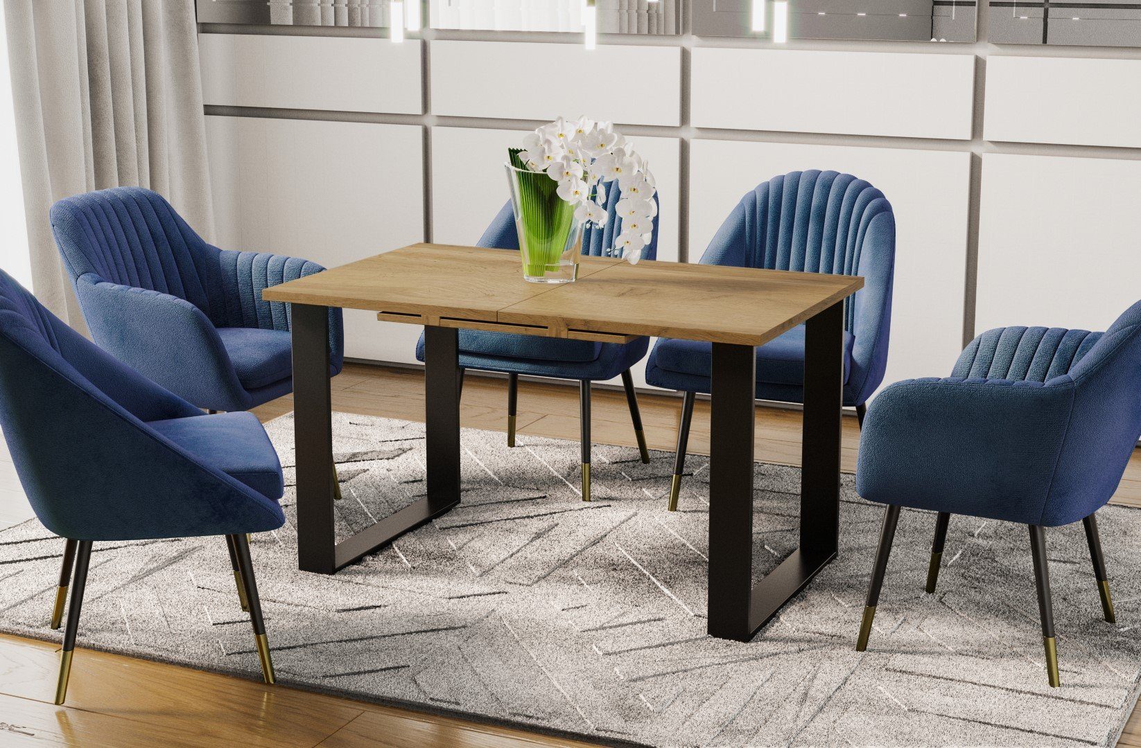 Endo-Moebel Esstisch Cora 210, Kufentisch ausziehbar 130cm - 210cm Küchentisch mit Kufen Design