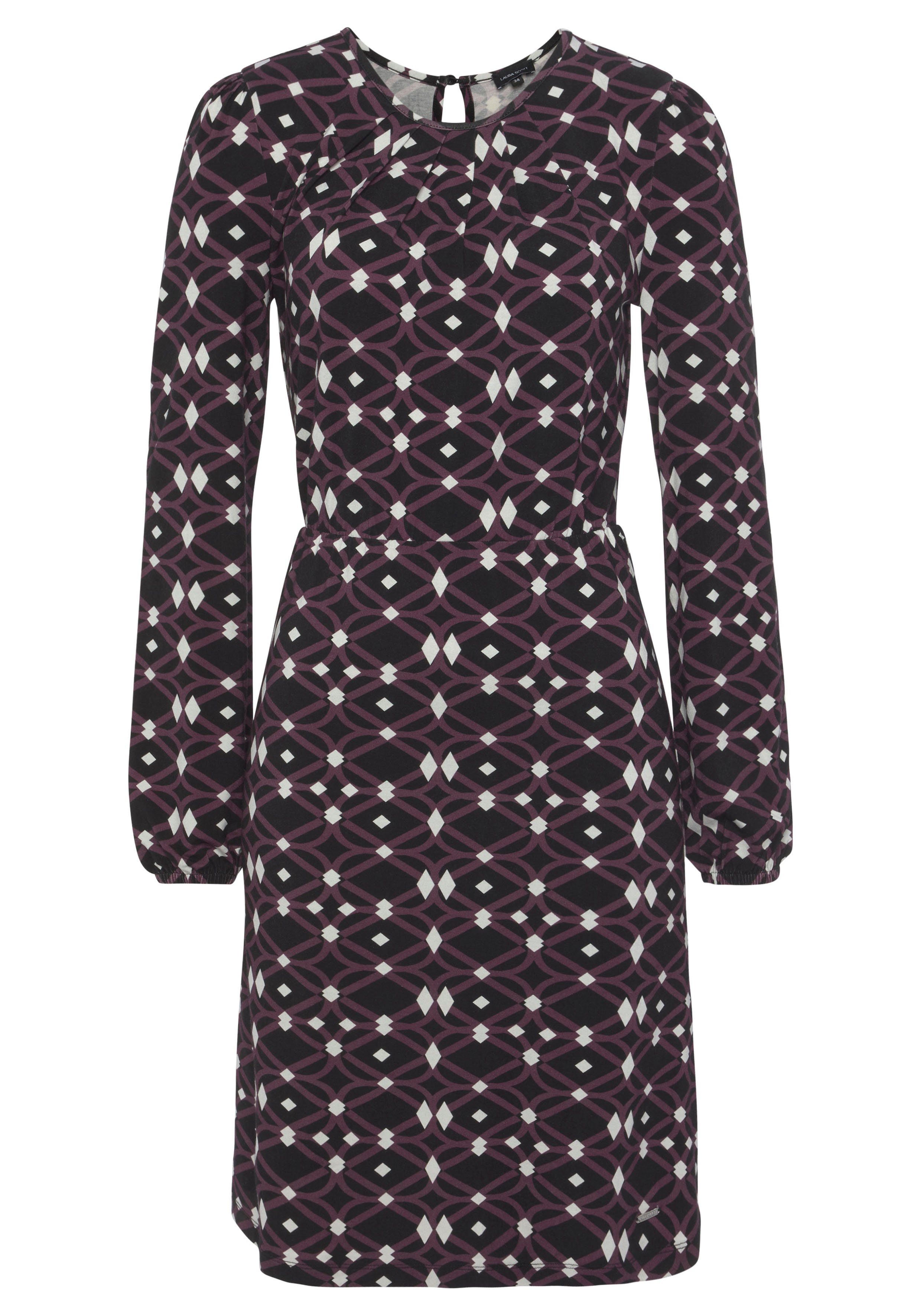 Laura Scott Jerseykleid mit schwarz-lila-gemustert Allover-Print