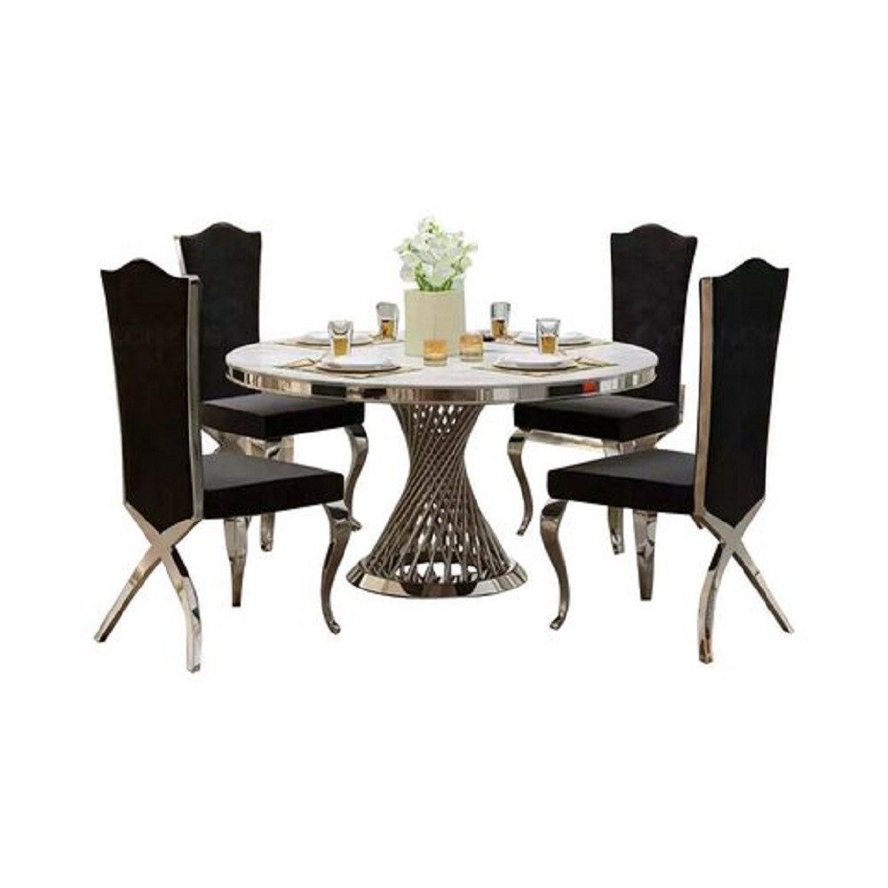 JVmoebel Esstisch Edler Rundtisch 130 cm mit glänzendem Chromgestell Sofort (1x Esstisch), Made in Europa