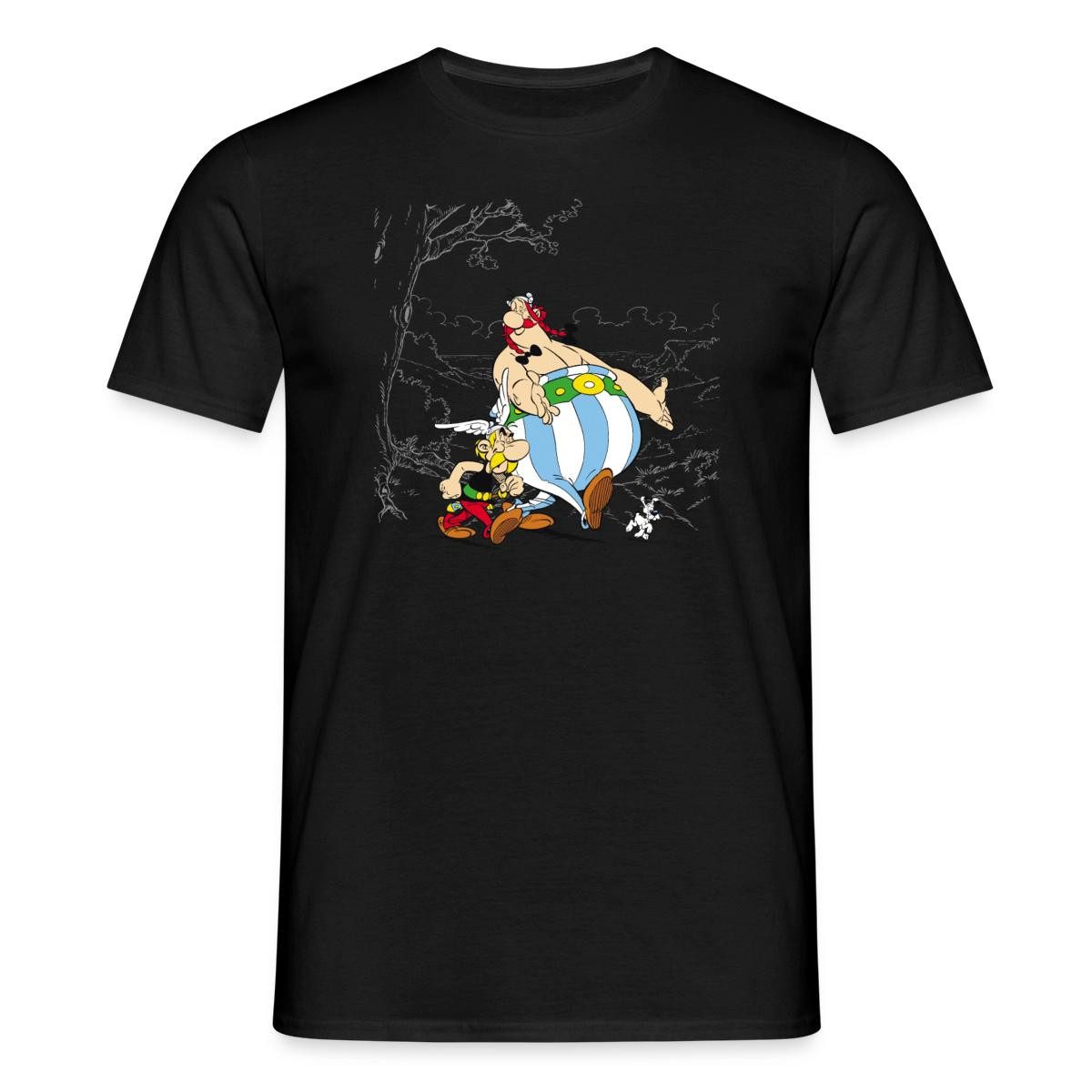 Spreadshirt Asterix & Obelix gehen mit Idefix Spazieren Männer T-Shirt (1-tlg)