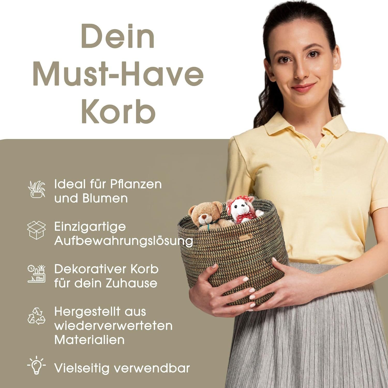 YAADU Dekokorb Geflochtener Aufbewahrungskorb – Pflanzenkorb, günstig online kaufen