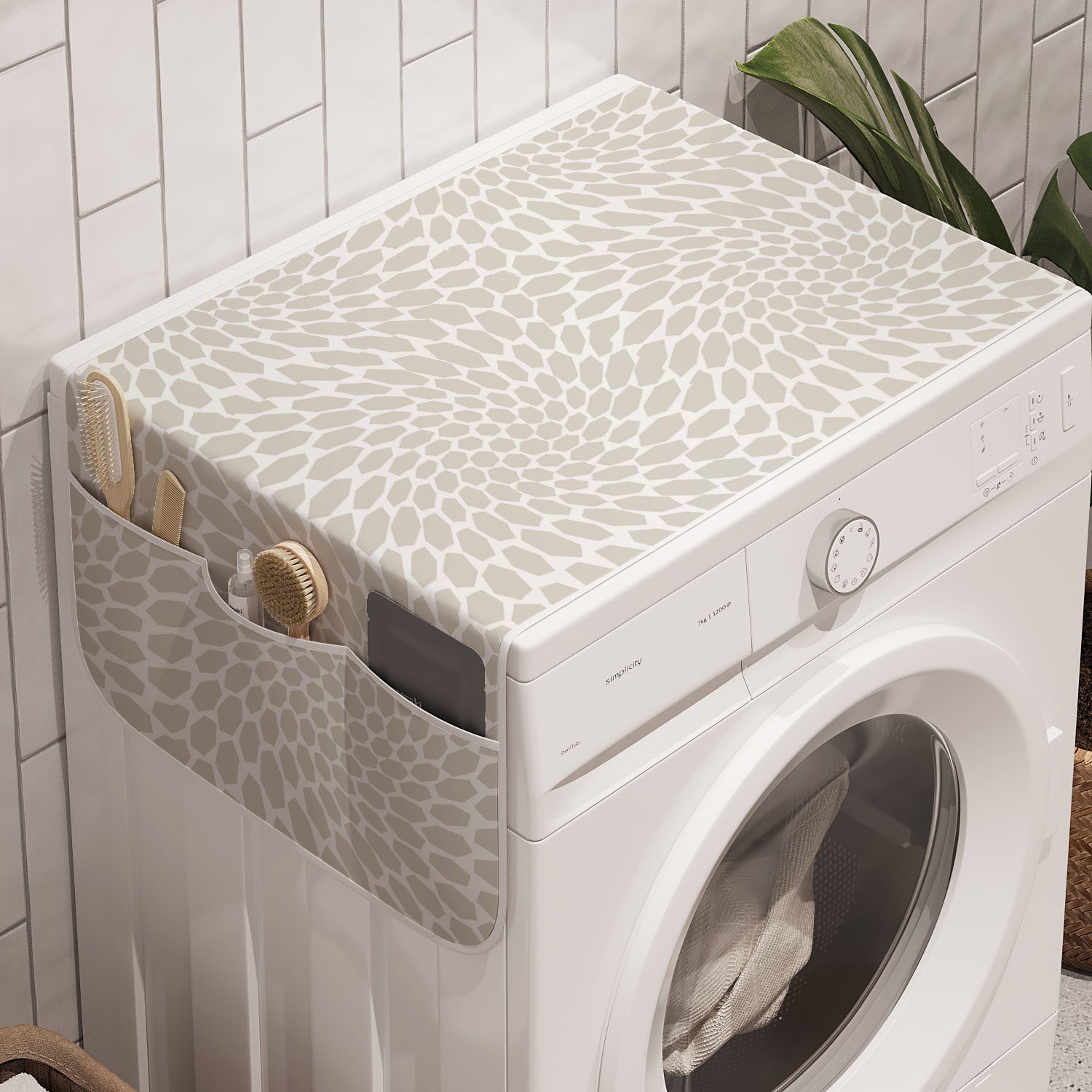 und Trockner, Windende Anti-Rutsch-Stoffabdeckung Waschmaschine für Abstrakt Shapes Badorganizer Abakuhaus Winken
