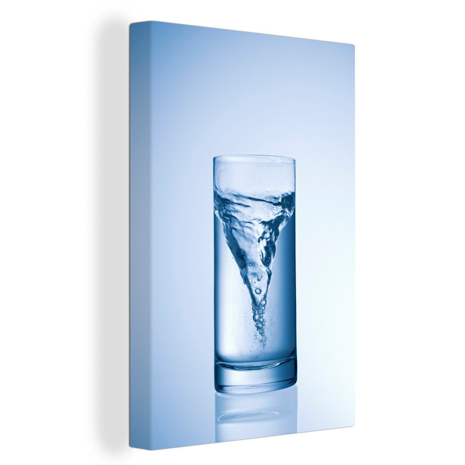 OneMillionCanvasses® Leinwandbild Ein Strudel in einem Glas Wasser, (1 St), Leinwandbild fertig bespannt inkl. Zackenaufhänger, Gemälde, 20x30 cm