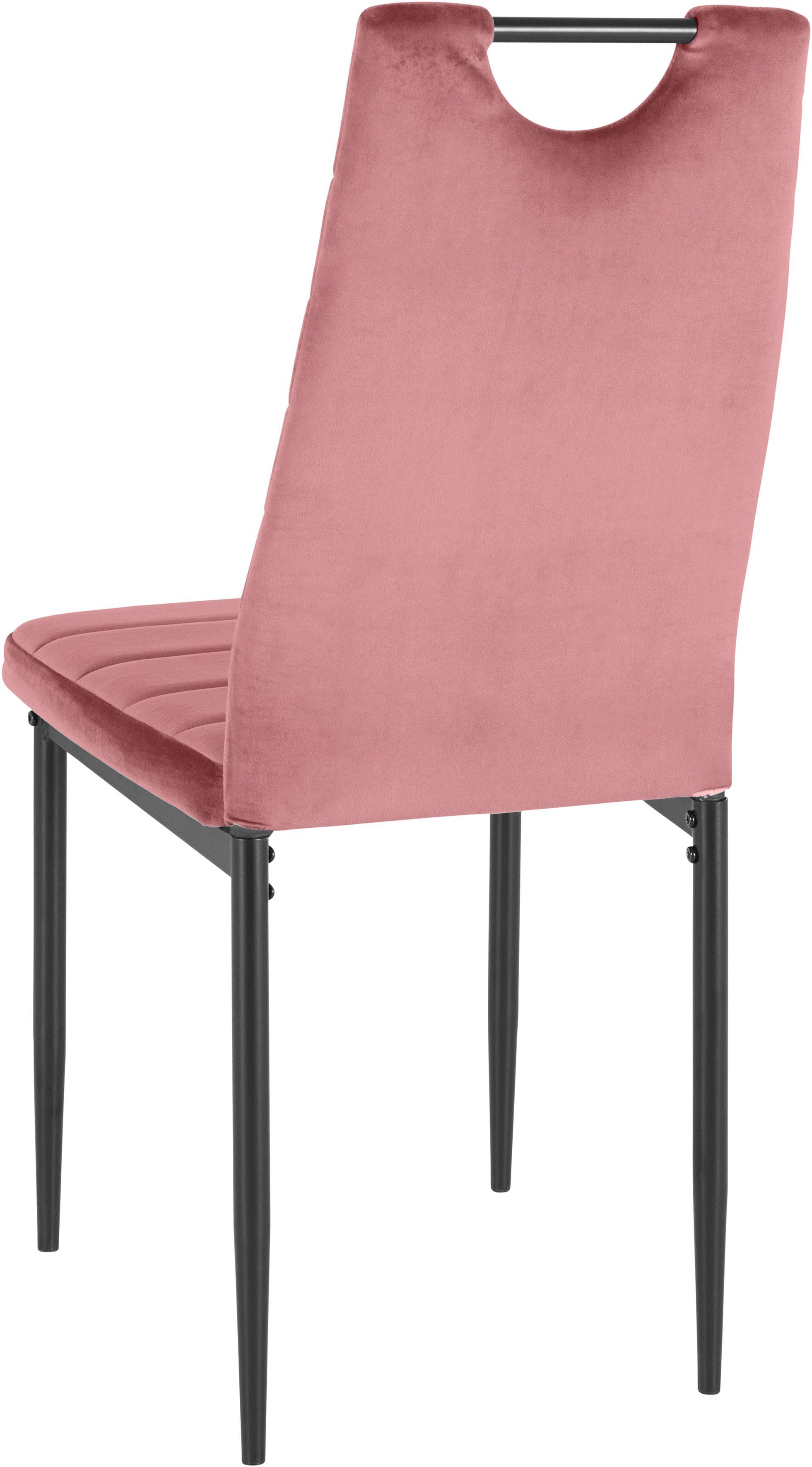 4 Esszimmerstuhl (Set, zum (2 Zurückziehen St), 2 | Samtbezug, mit INOSIGN Rückenlehne oder Griff Stück) Rosa Rosa mit