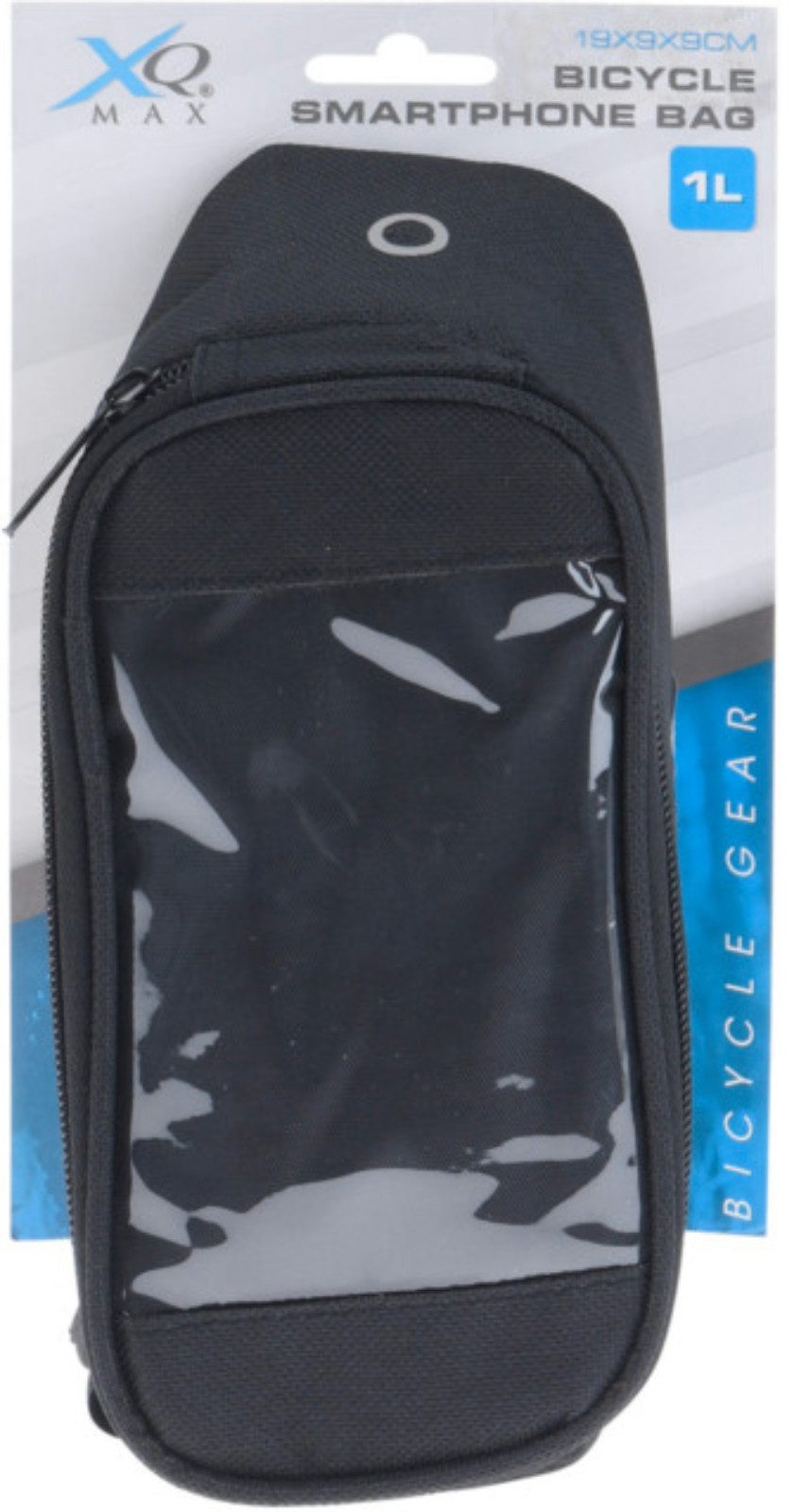 Koopman Rahmentasche Fahrradtasche Bike Bag Klett Reißverschluss Schwarz 1 L (Stück, 1-tlg., Packung), Fahrradtasche, 1L, Smartphonetasche, Tasche, Handytasche