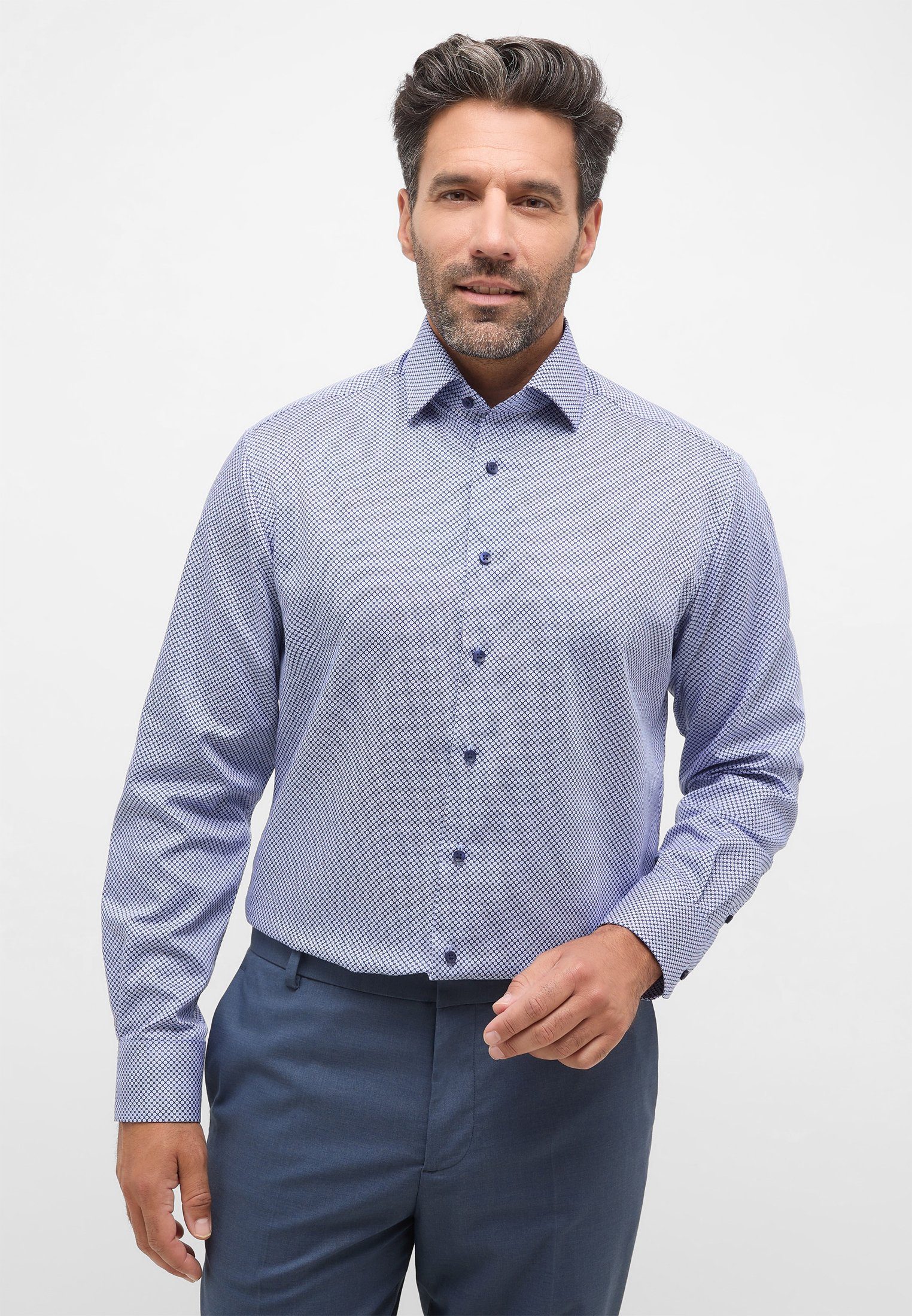 Eterna Langarmhemd MODERN FIT blau | Blusenshirts