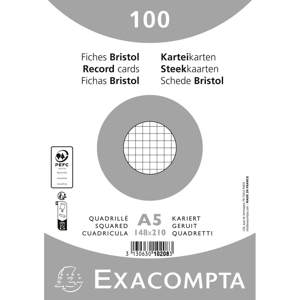 EXACOMPTA Karteikarten Exacompta Karteikarten A5 kariert weiss 100St