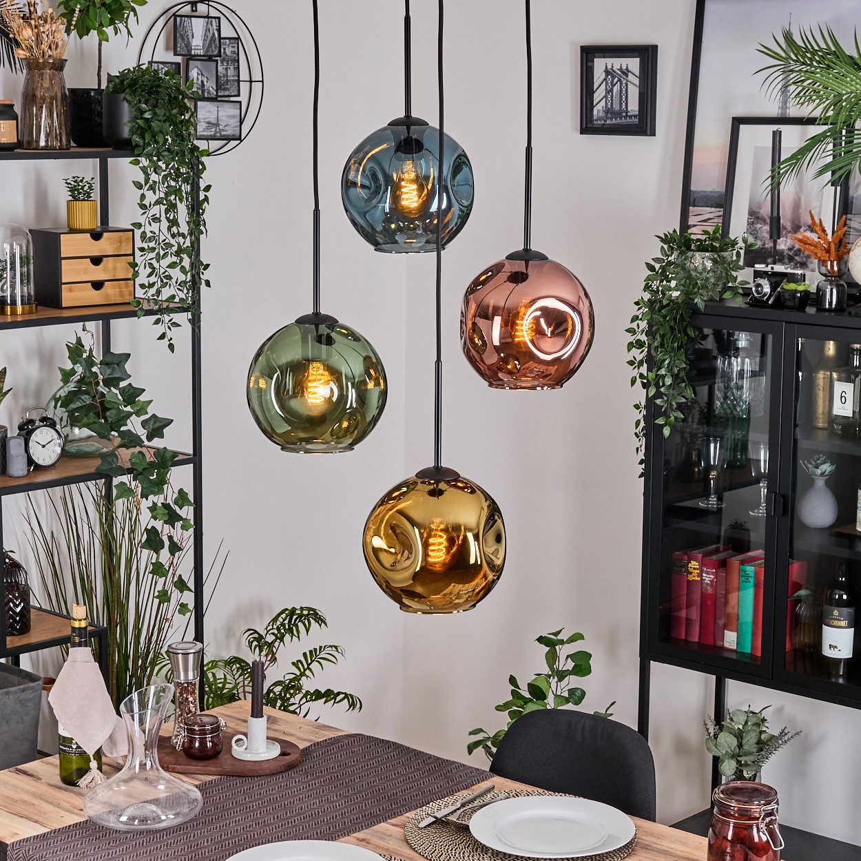 hofstein Hängeleuchte Hängelampe aus Metall/Glas in günstig online kaufen
