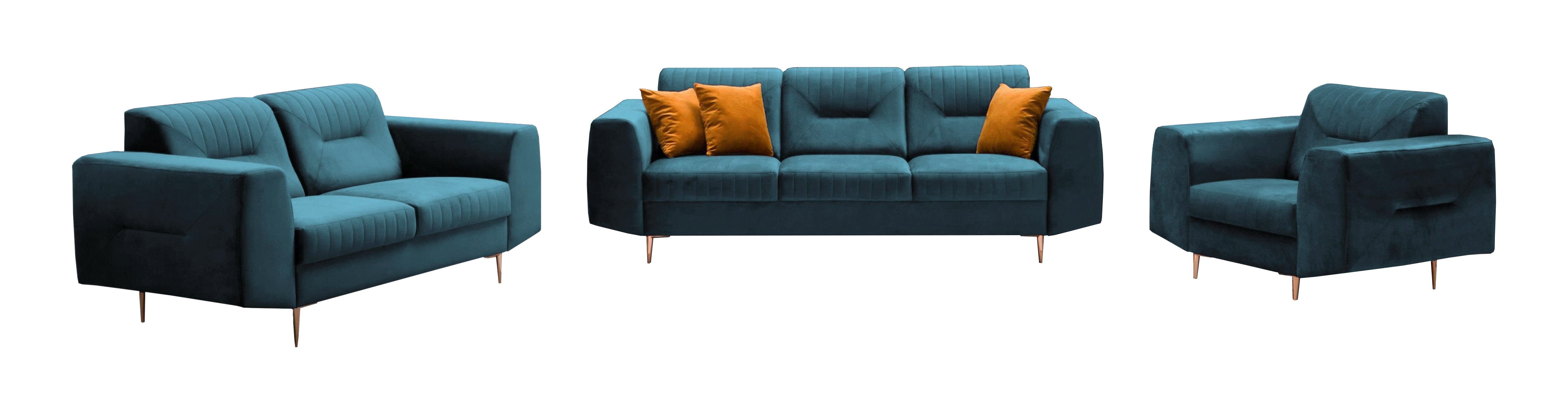 Beautysofa Polstergarnitur im modernen Stil auf hohen Metallbeinen VENEZIA, günstig online kaufen