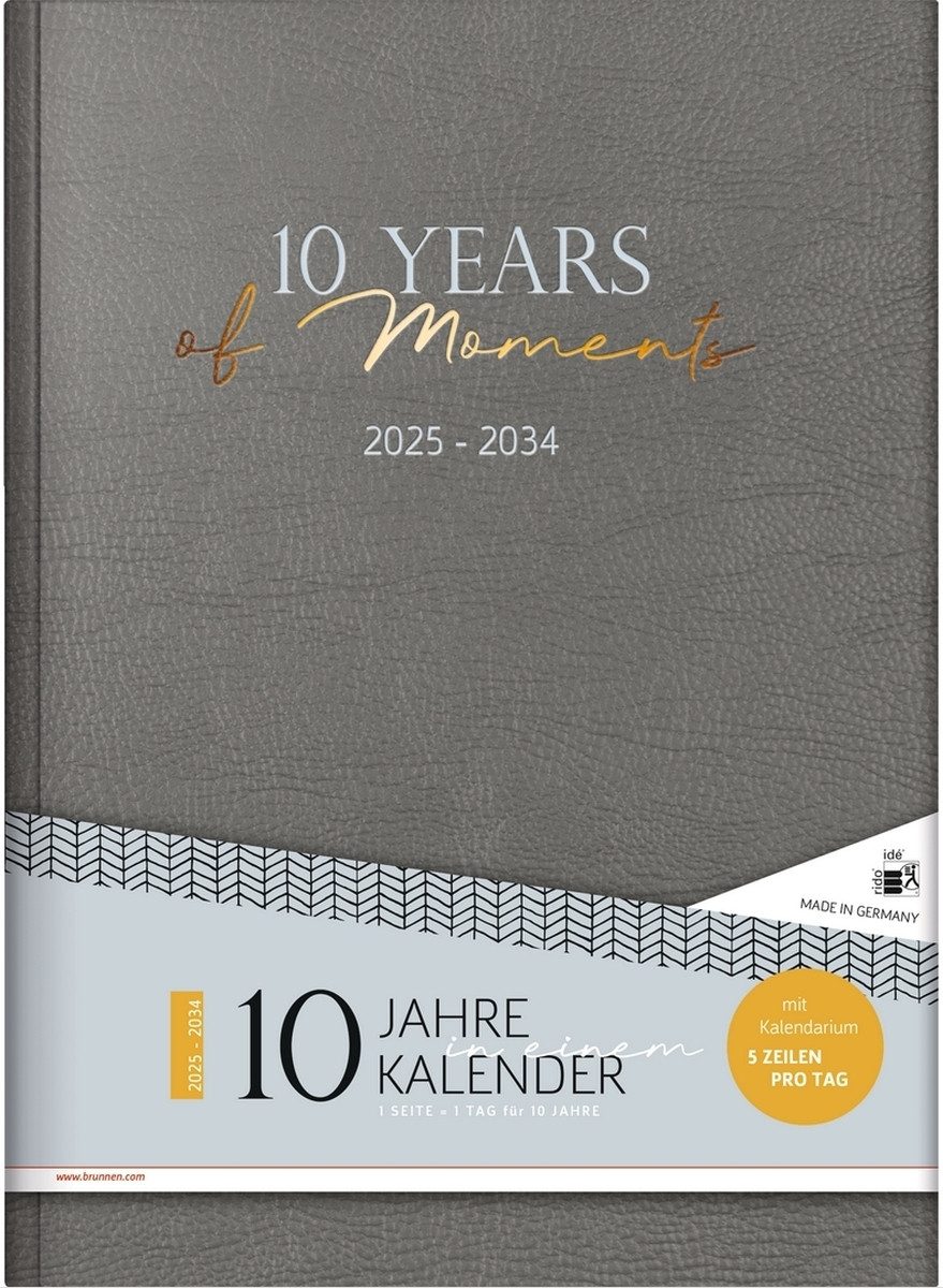 rido ide Buchkalender Buchkalender 10-Jahre 2025-2034 A4 Kunstleder grau