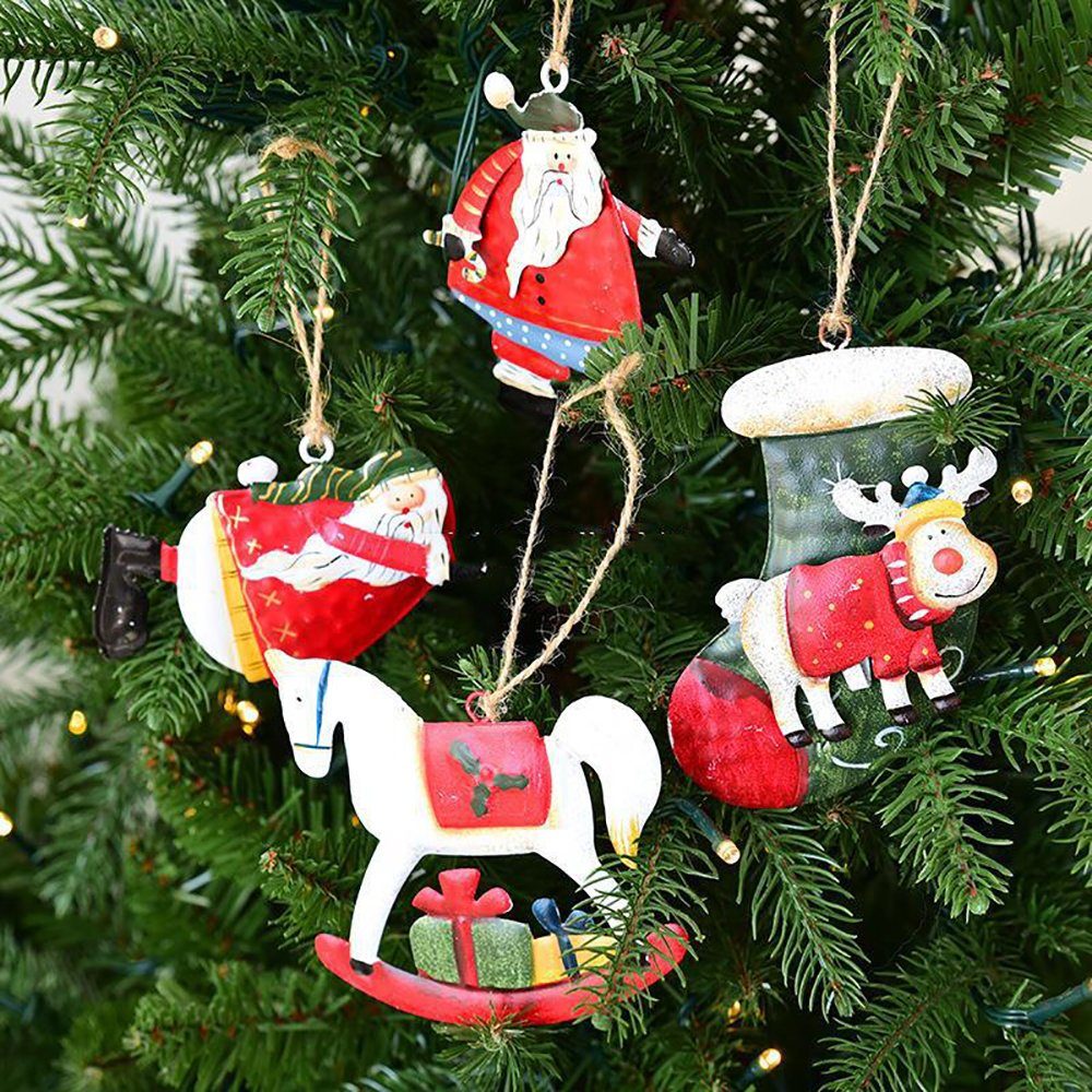 Weihnachts Ornamente Christbaumschmuck Hängende Orbeet Anhänger Eisen Weihnachtsbaum Weiß pferd Dekoration