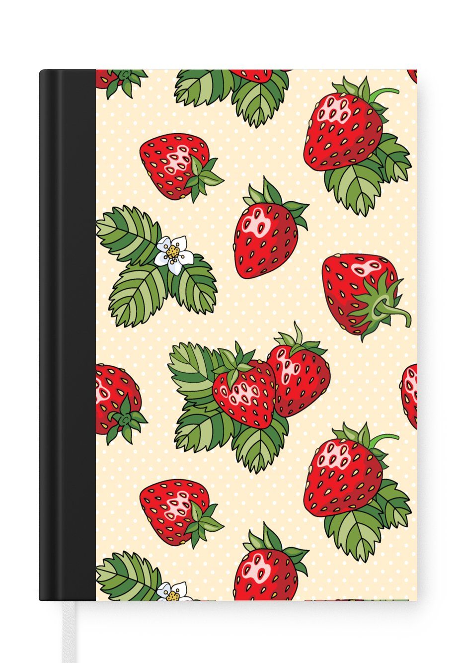 MuchoWow Notizbuch Erdbeeren - Obst - Muster, Journal, Merkzettel, Tagebuch, Notizheft, A5, 98 Seiten, Haushaltsbuch