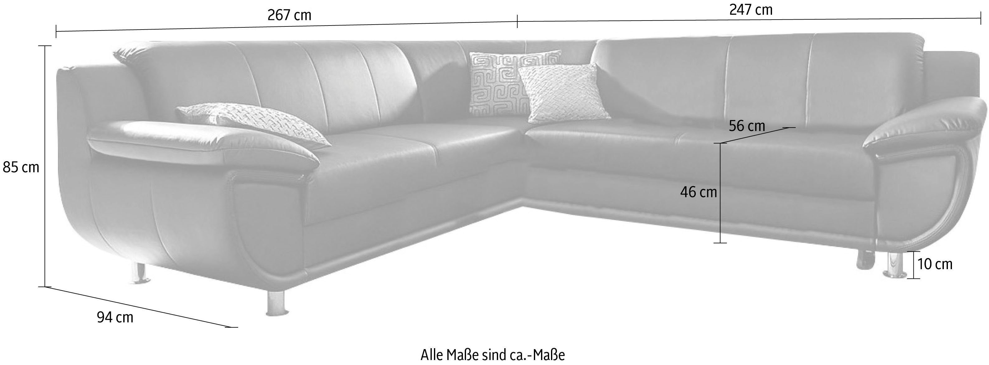 TRENDMANUFAKTUR Ecksofa "Rondo wahlweise mit Schlaffunktion, 267x247 cm (Bx günstig online kaufen