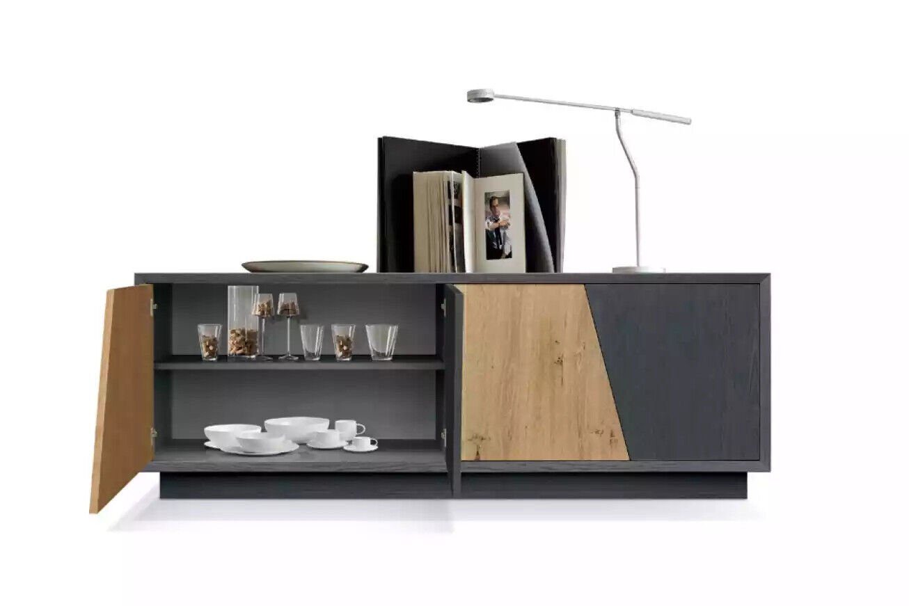 Italy Modern, in Made Sideboard Schubladen Wohnzimmer neu 2 JVmoebel Türen schwarz Sideboard