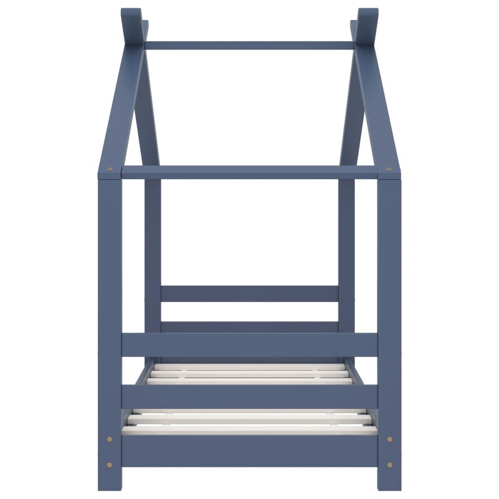 vidaXL Kinderbett 70 x 140 cm Kinderbett mit Himmel Kinderbett-Gestell Grau Massivholz K
