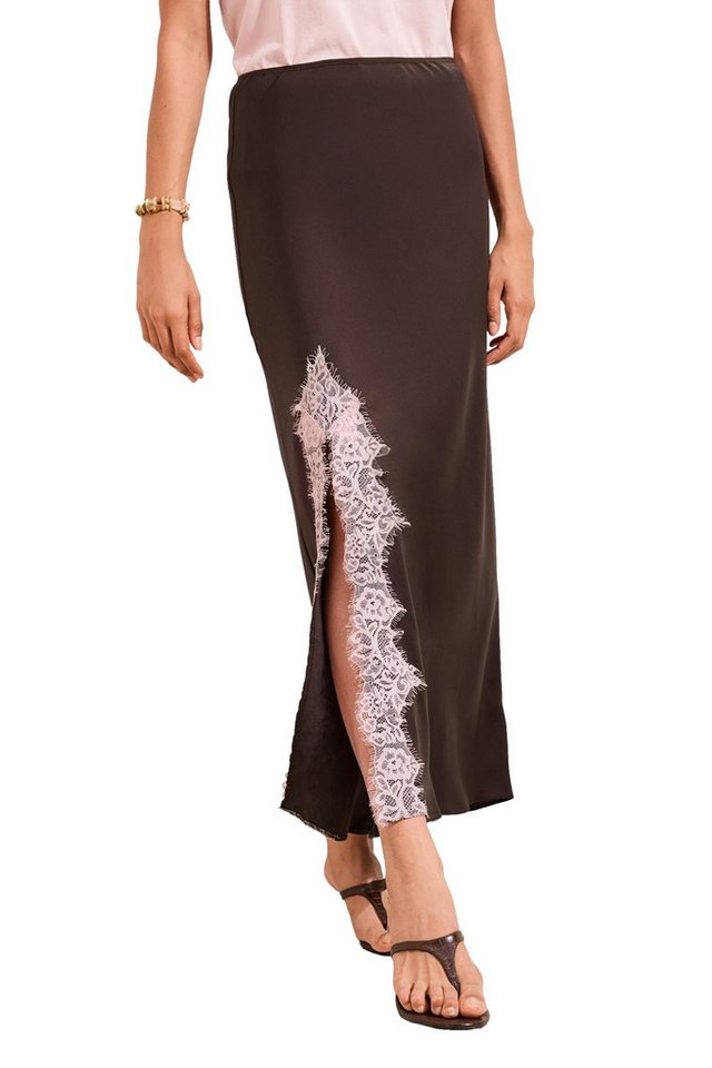 Friends Like These Maxirock Friends Like These Satin-Maxirock mit Spitze (1-tlg)