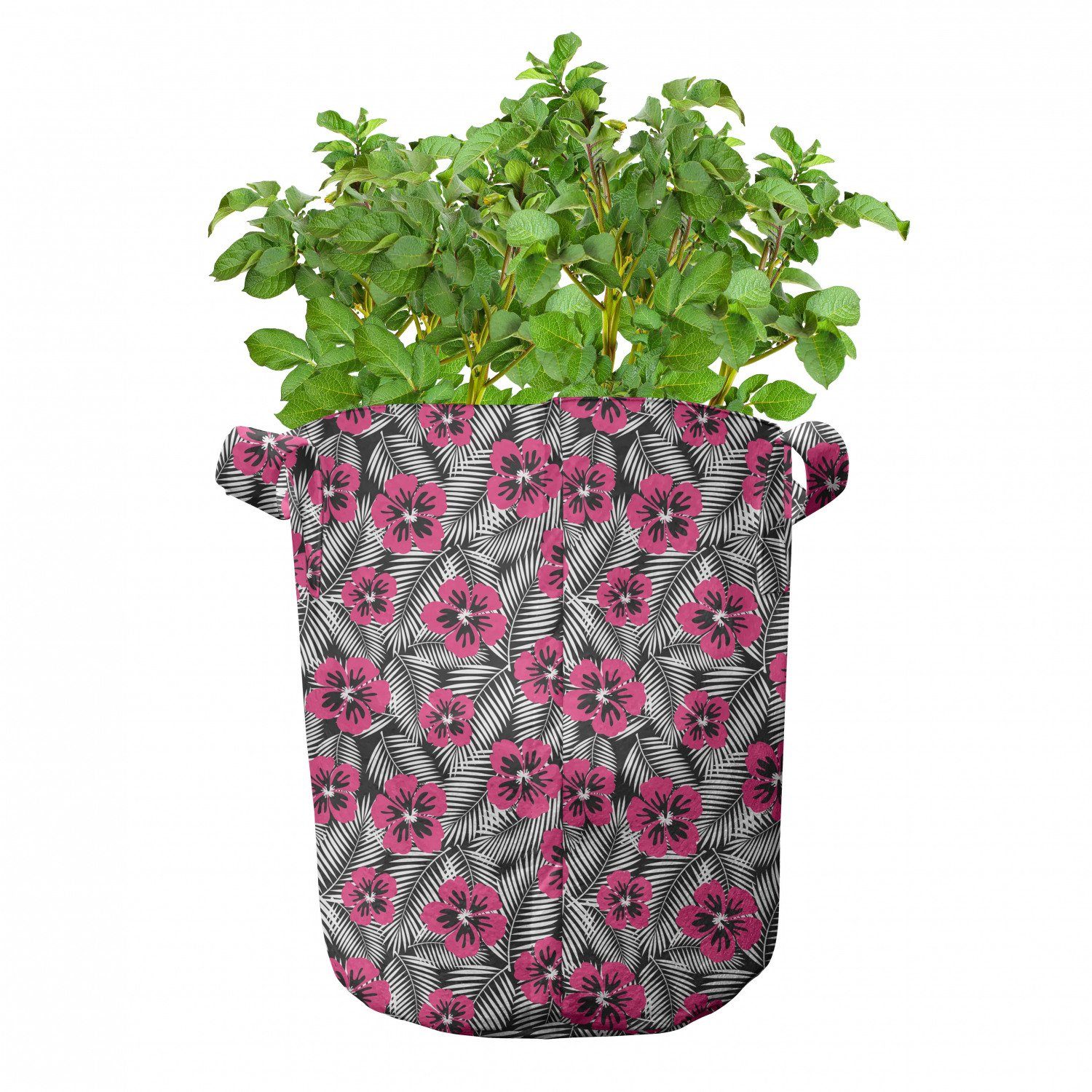 Luau Modernes Pflanzkübel Abakuhaus Stofftöpfe mit Griffen Blatt Pflanzen, Hibiscus für hochleistungsfähig Rosa