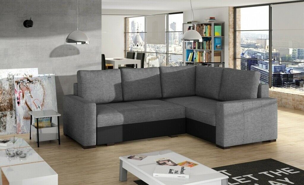 JVmoebel Ecksofa Ecksofa L Couch Ecksofas in Europe Polster Sofa Wohnlandschaft, Grau/Schwarz Form Made