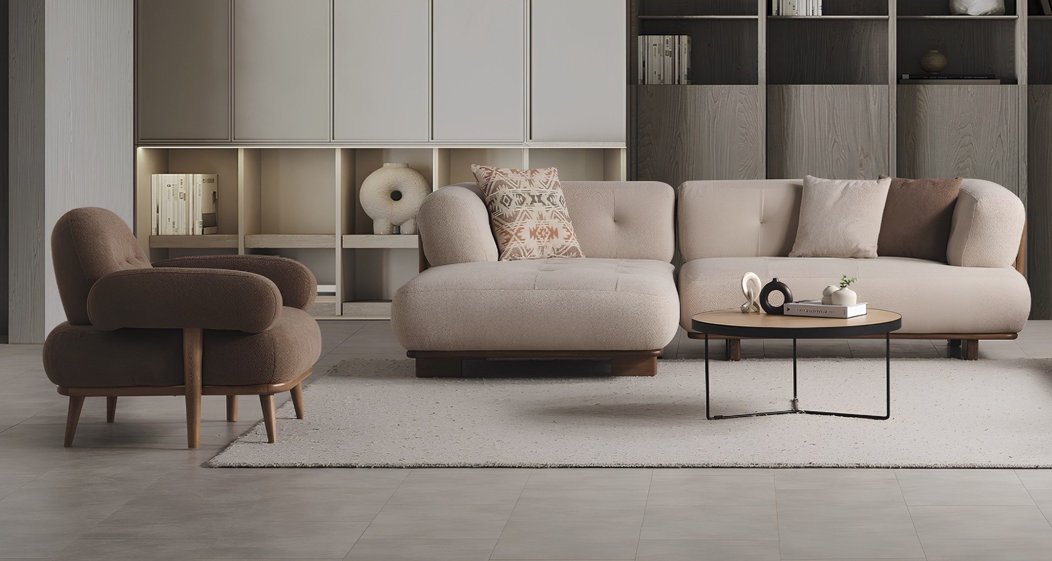JVmoebel Ecksofa Wohnzimmer-Set Modernes Design Weiß Sessel Ecksofa L-Form, 3 Teile, Made in Europa, Eckcouch