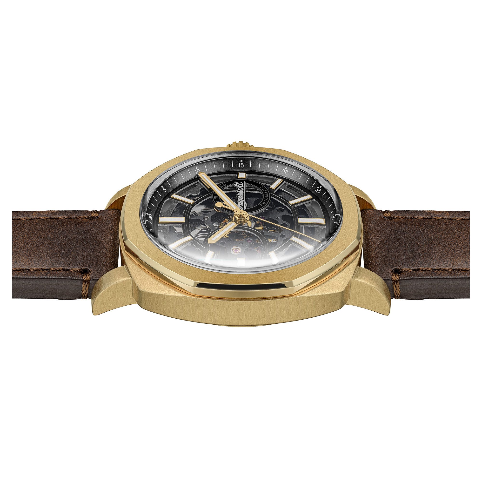 Ingersoll Automatikuhr The Outrider I16402, Armbanduhr, Herrenuhr, Mechanische Uhr, Lederarmband, analog