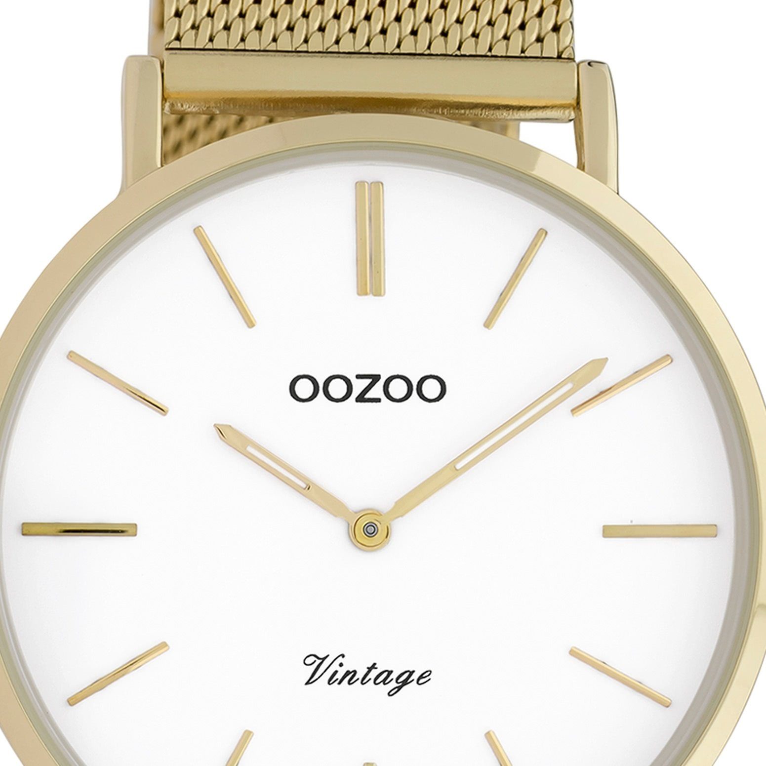 Oozoo gold rund, Edelstahlarmband, OOZOO Quarzuhr Fashion-Style Herrenuhr Vintage, (ca. Herren-Uhr groß 40mm)