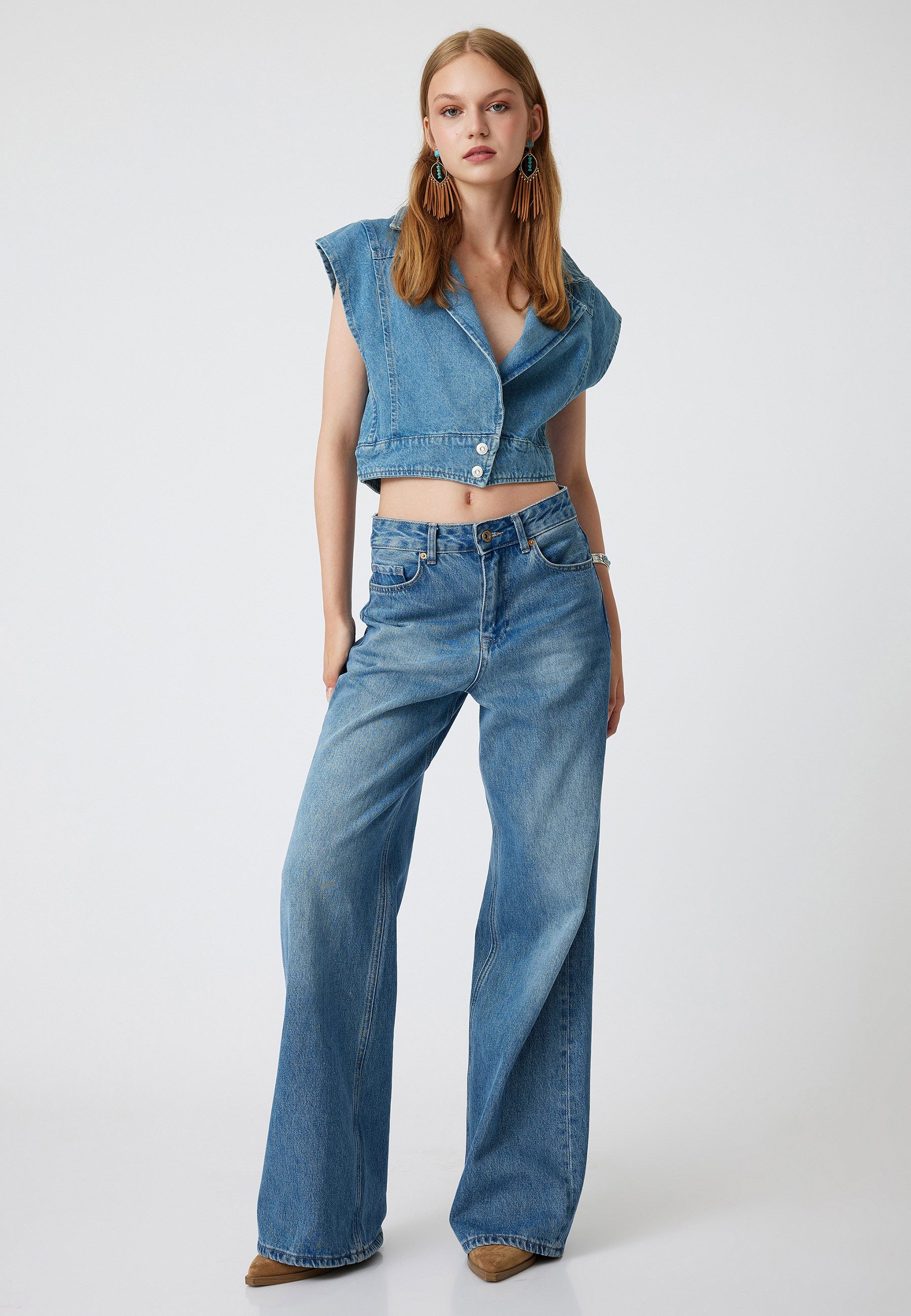 Koton Jeansweste Hemdkragen Denim günstig online kaufen