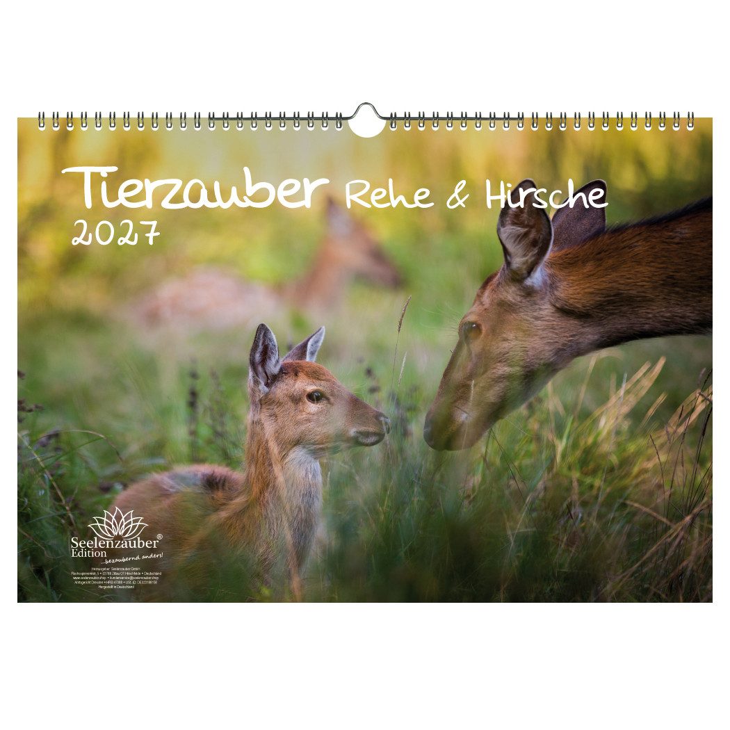 Seelenzauber Wandkalender Tierzauber Rehe & Hirsche DIN A3 Kalender für 2027 - Seelenzauber
