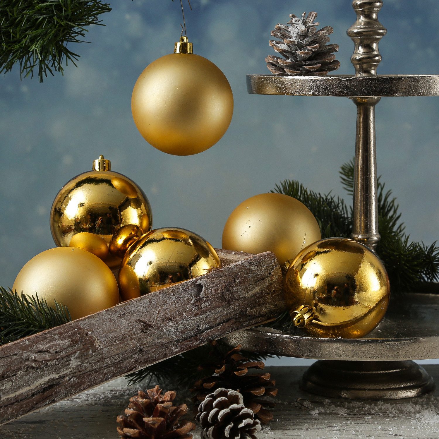 MARELIDA Weihnachtsbaumkugel Weihnachtskugeln bruchfest 8cm Christbaumkugeln glänzend matt gold 6St (6 St)