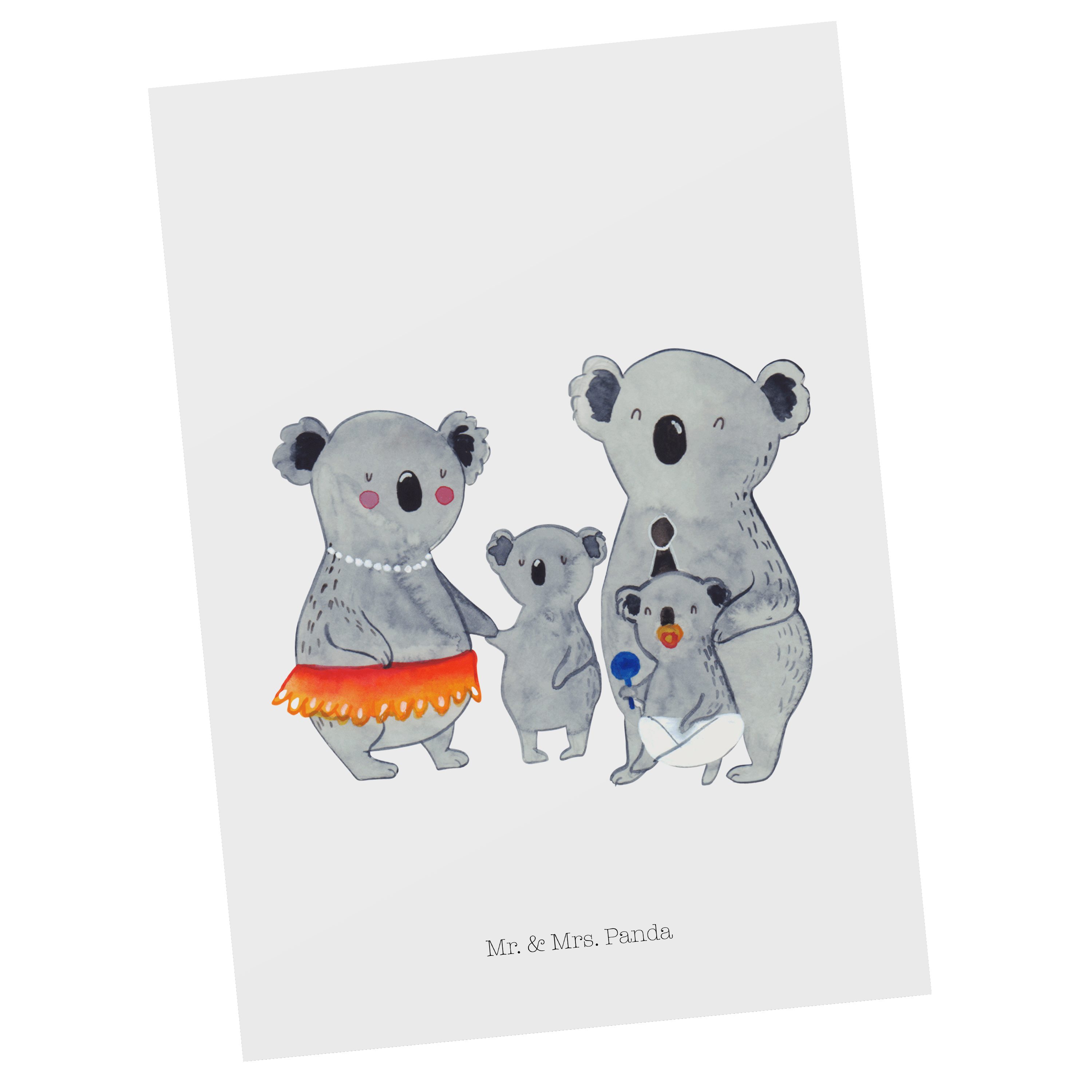 Postkarte Koalas, - Familie Koala - Mrs. Papa, Geschenk, Weiß Mr. Panda Einladung & Muttertag,