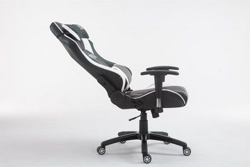 TPFLiving Gaming-Stuhl Shiva mit bequemer Rückenlehne - höhenverstellbar und 360° drehbar (Schreibtischstuhl, Drehstuhl, Gamingstuhl, Racingstuhl, Chefsessel), Gestell: Kunststoff schwarz - Sitzfläche: Kunstleder schwarz/weiß
