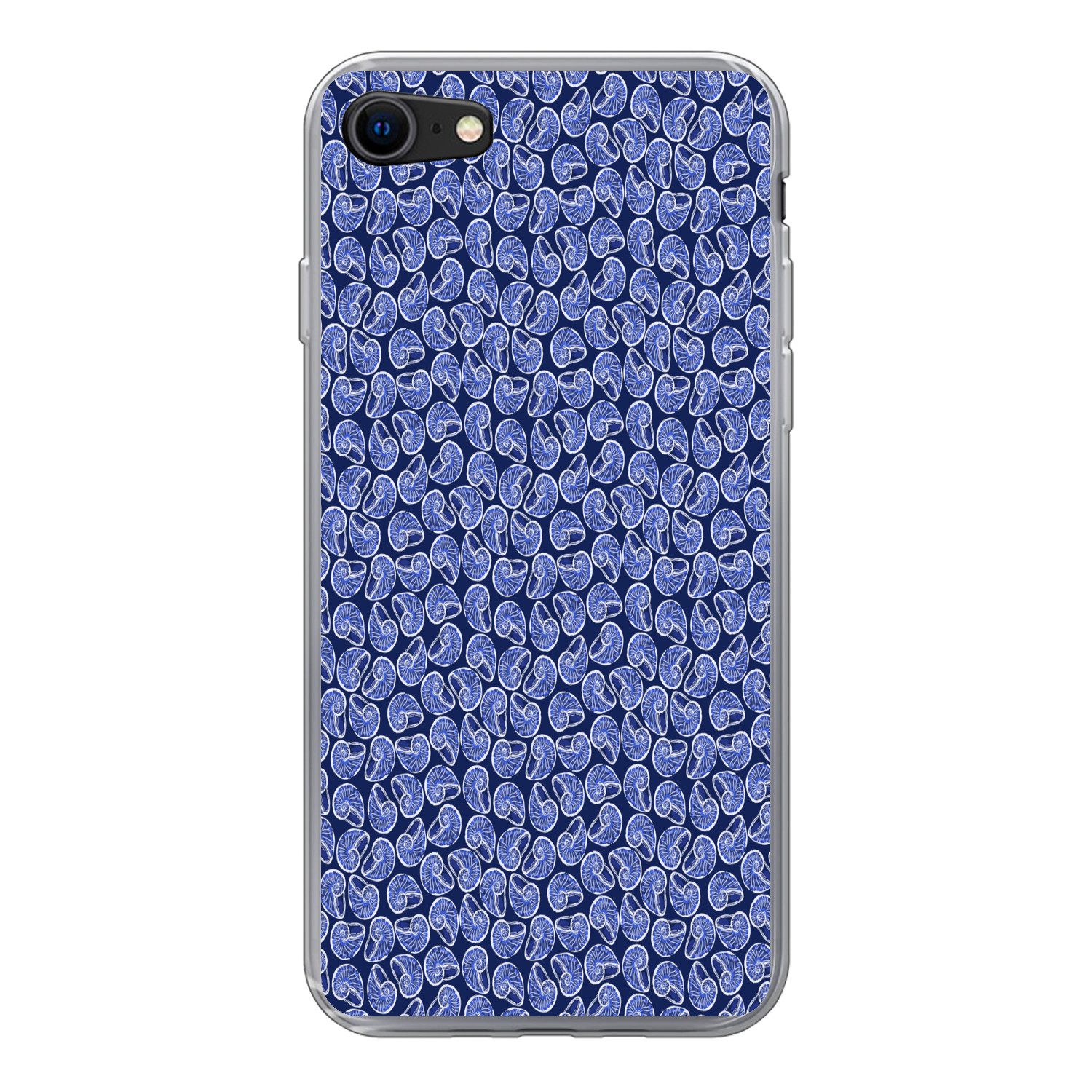 MuchoWow Handyhülle für Apple iPhone 7 Küste - Meer - Muschel - Blau, Smartphone-Bumper, Print, Handy Schutzhülle Dünn
