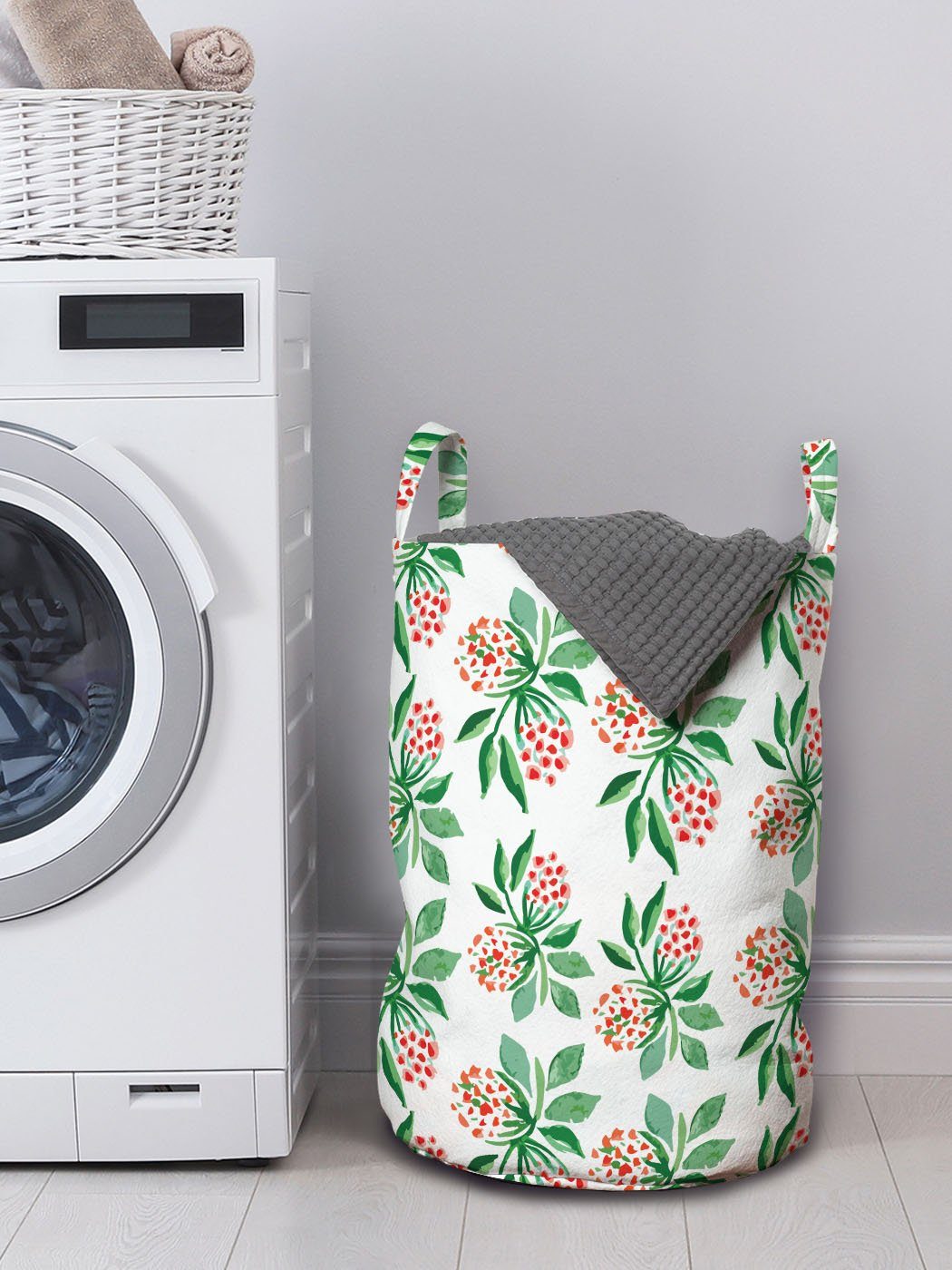 Wäschesäckchen mit Waschsalons, Abakuhaus Blumen Blüten-Blumen-Blätter-Kunst Kordelzugverschluss für Griffen Wäschekorb