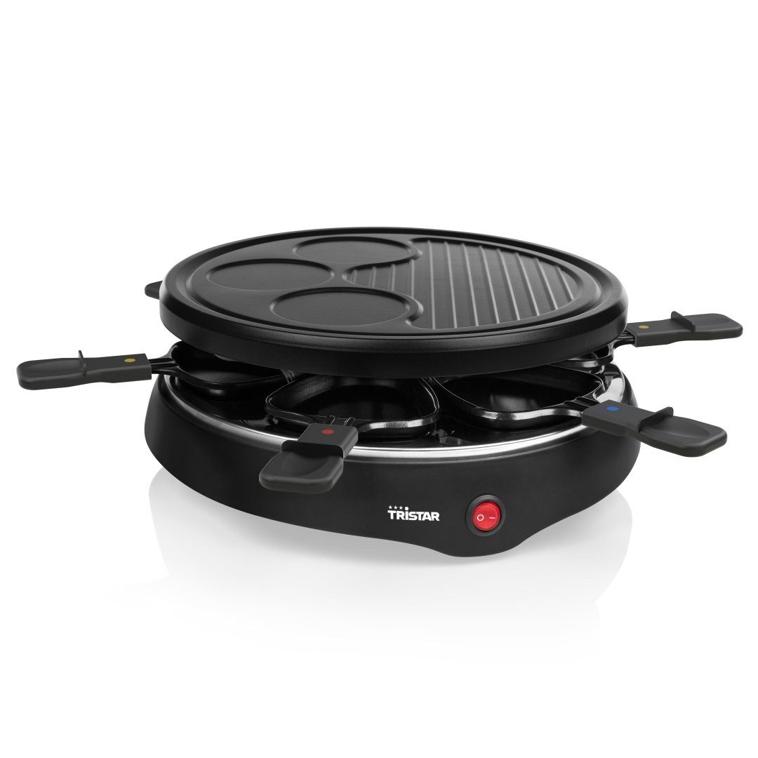 Tristar Raclette Tristar RA-2998 Raclette – Für 6 Personen – Grillplatte mit Crêpe-Form, 6 Personen - Grillplatte mit Crêpe-Bereich