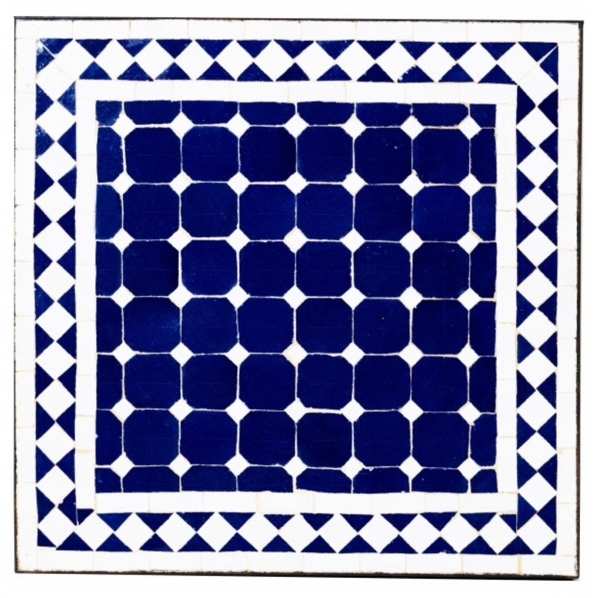 Marrakesch Orient & Mediterran Interior Esstischplatte Orientalische Mosaikplatte Marrakesch Blau-Weiß edel aus Keramik 50 cm (1 St)