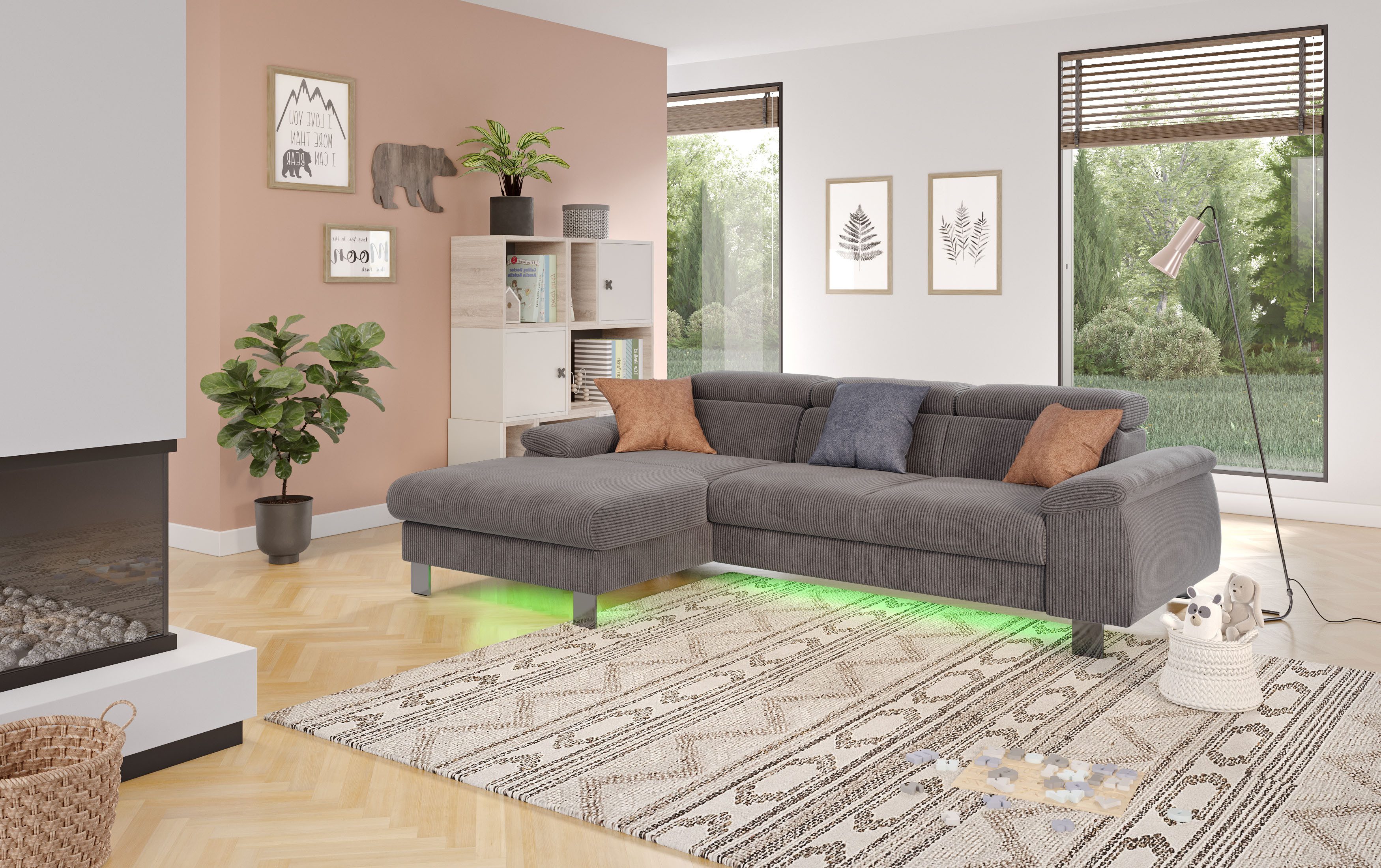 COTTA Ecksofa "Komaris L-Form, B: 244 cm" mit Kopfteilverstellung, optional günstig online kaufen