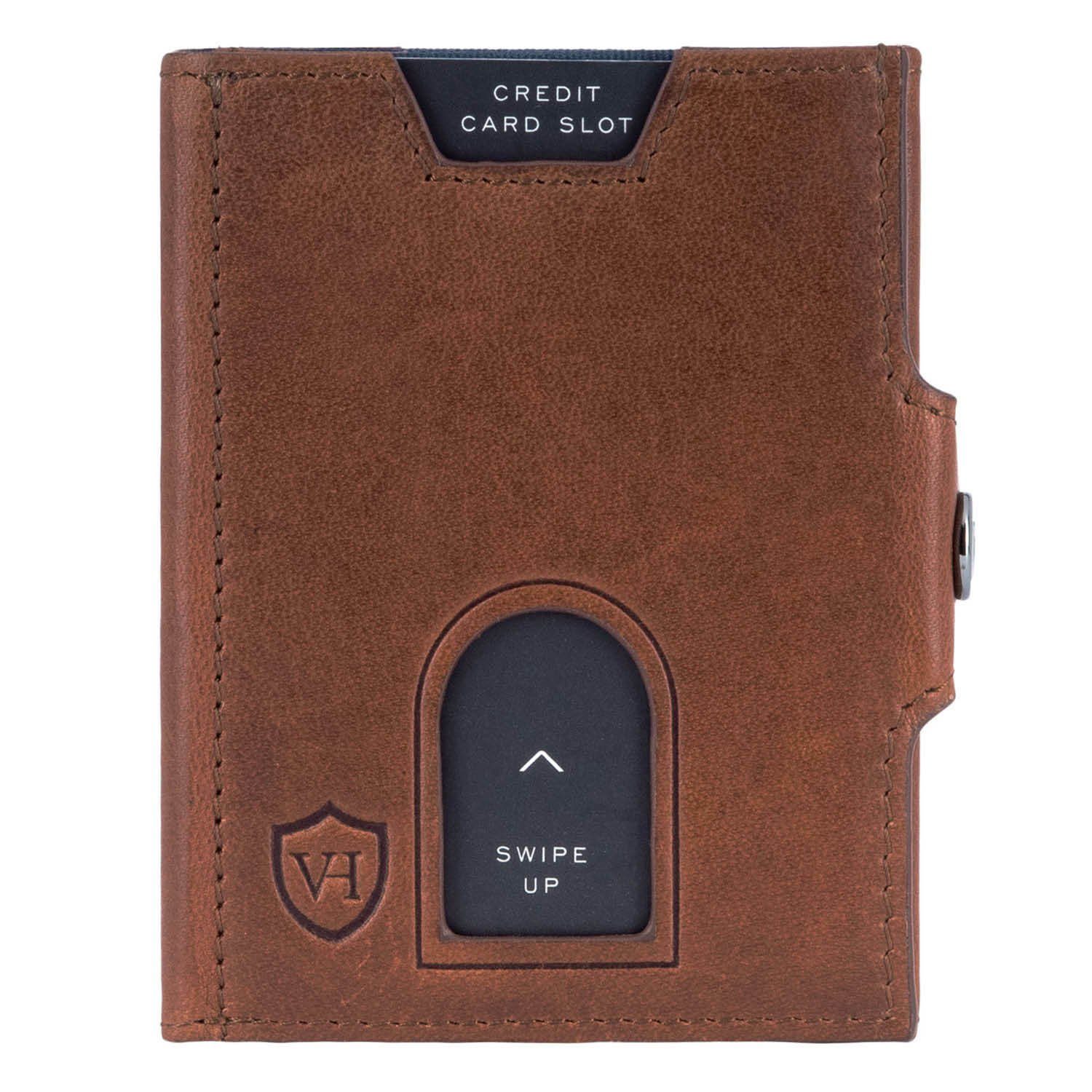VON HEESEN Geldbörse Whizz 6 RFID-Schutz Cognac-Braun Geldbeutel Slim inkl. & Wallet Portemonnaie Geschenkbox Kartenfächer, Wallet mit