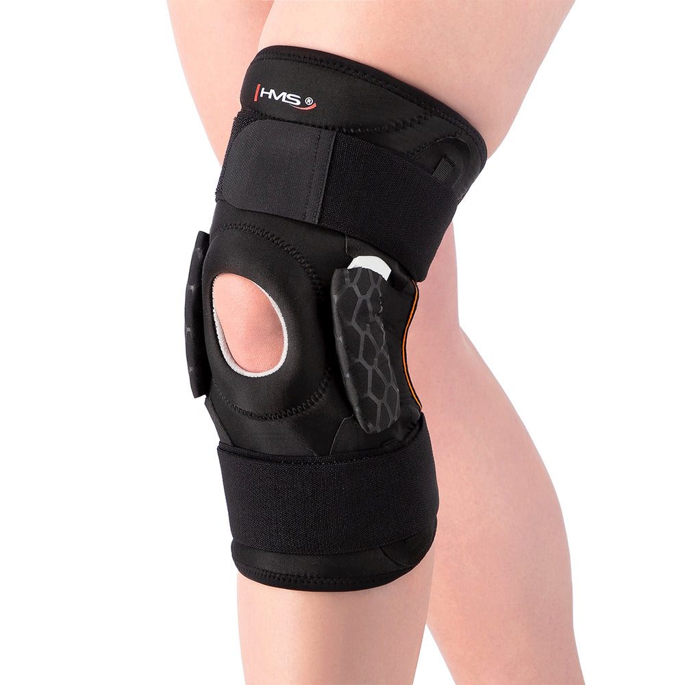 HMS Kniebandage Knieorthese Kniestütze Sportbandage (Spar-Set, 1-tlg., 31 x 20 cm elastisch), Klettverschluss, Gel-Kissen, Seitenstabilisatoren