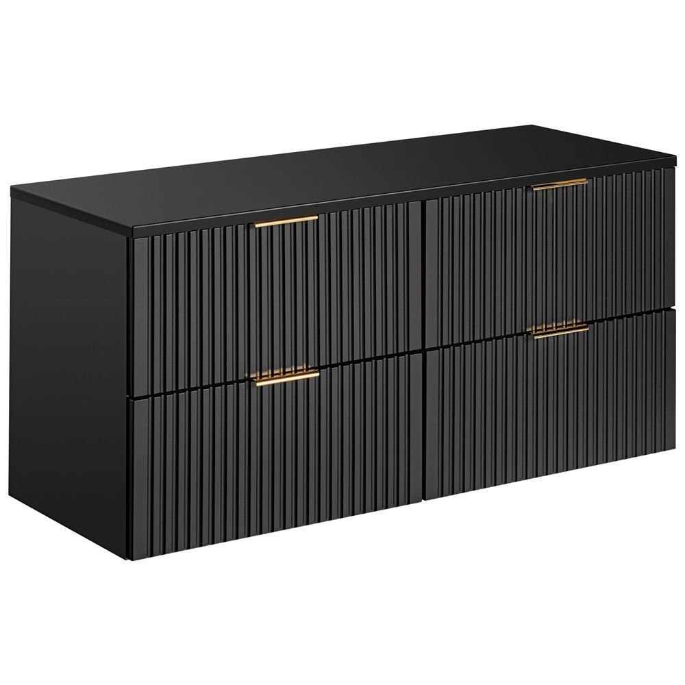 Lomadox Waschbeckenschrank ADELAIDE-56-BLACK schwarz mit gerillter günstig online kaufen