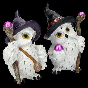 Figuren Shop GmbH Tierfigur Eulen Figuren 2er Set - Zauberer mit Stab - Fantasy Tierfigur Deko