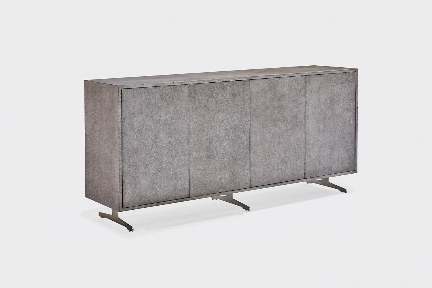 KAWOLA Kommode GALA, 4 Türen Kunstleder grau 180/85/20 cm (B/H/T)