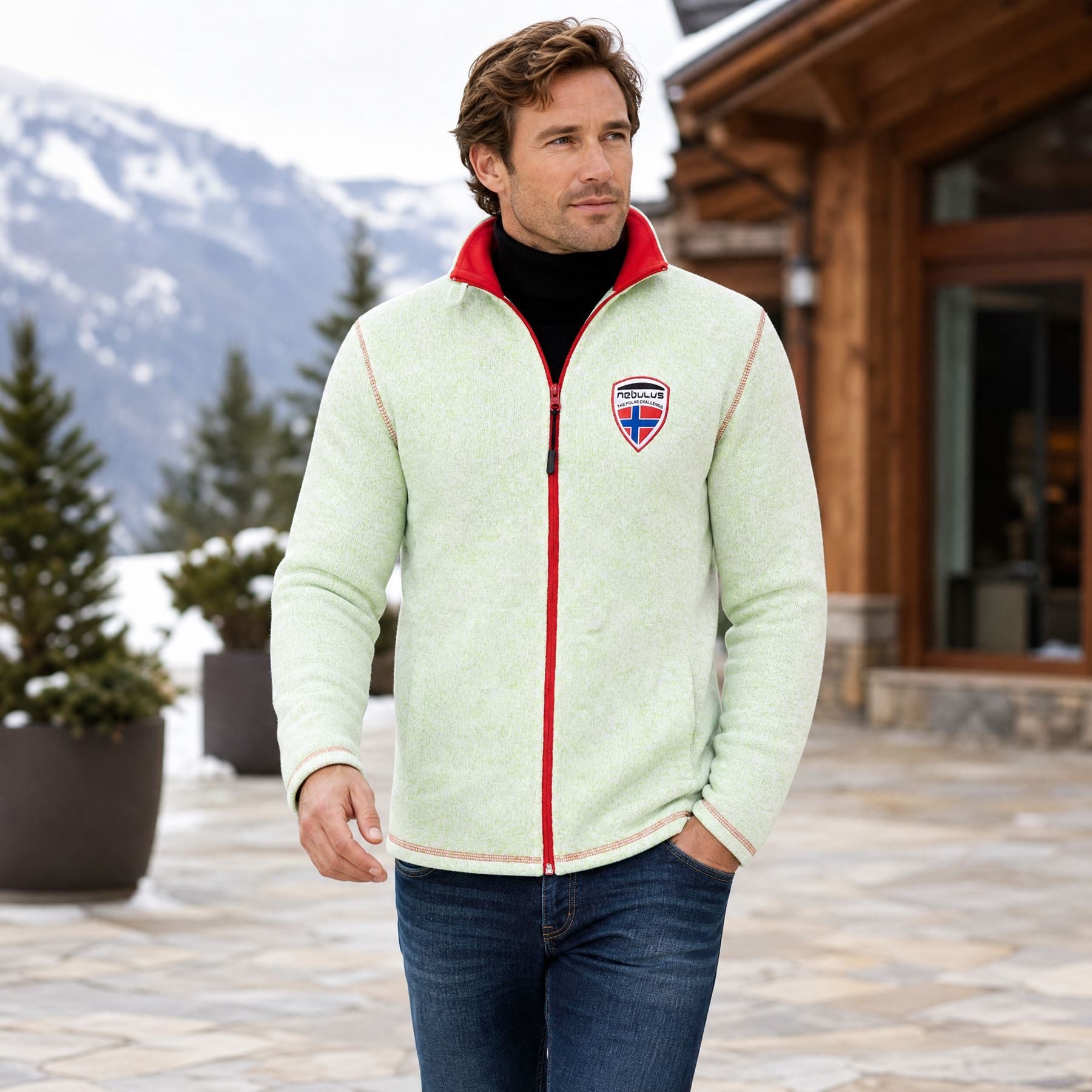 Nebulus Fleecejacke LANAI, P5158 - Herren, lime-rot, S
