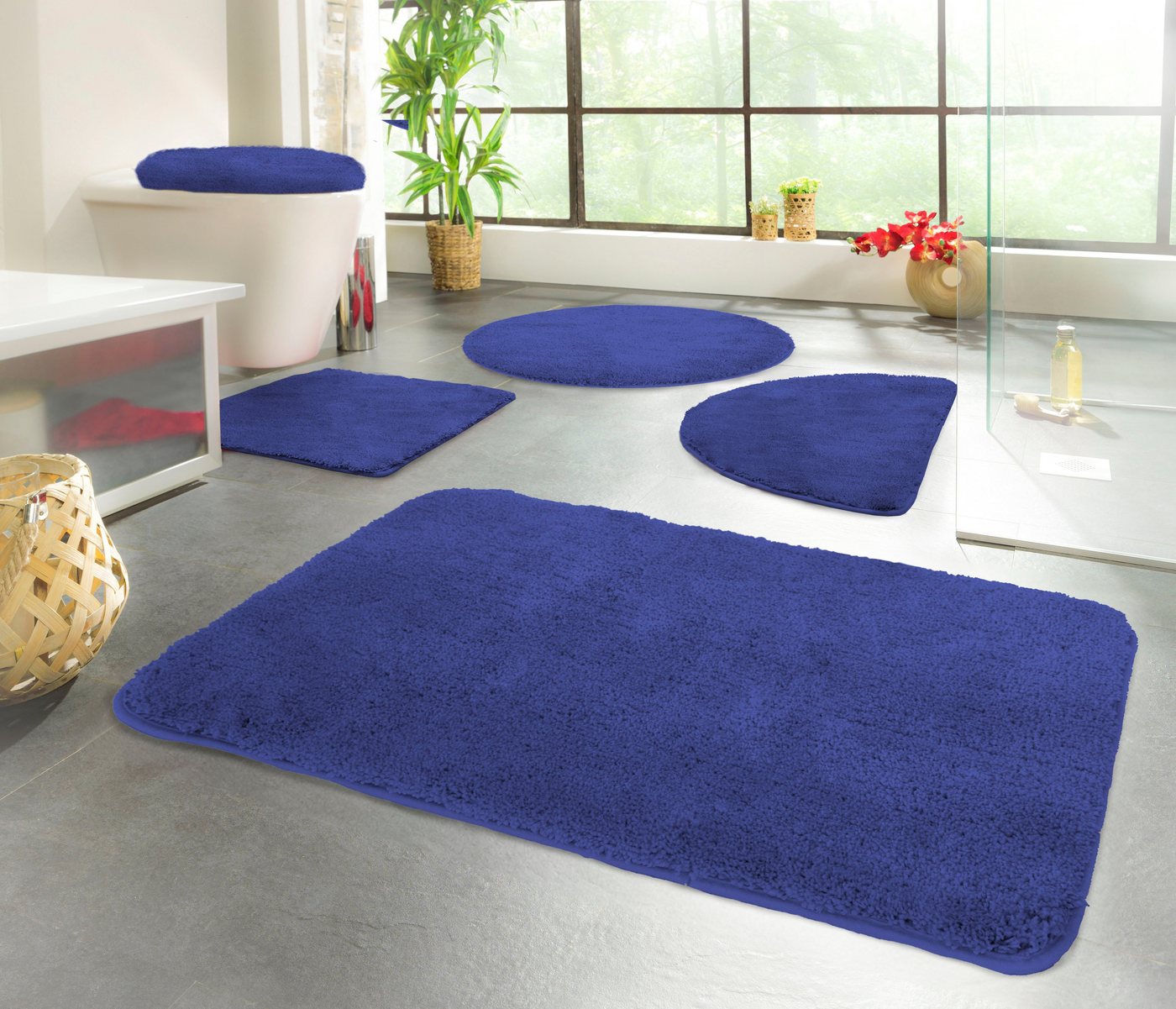 KiNZLER Badematte Chaozhou, Badvorleger, Badezimmer Teppich, Höhe 20 mm, rutschhemmend beschichtet, fußbodenheizungsgeeignet, Polyester, rund, Badteppich, Uni Farben, weich, als rechteckig, rund & Set erhältlich